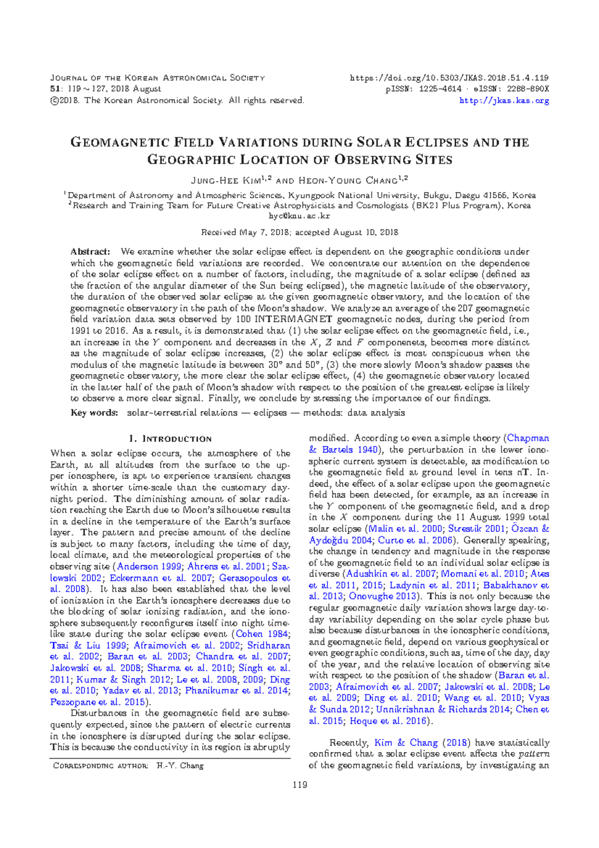 Geomagnetic Field Variations During Solar Eclipses: A Study on ...
