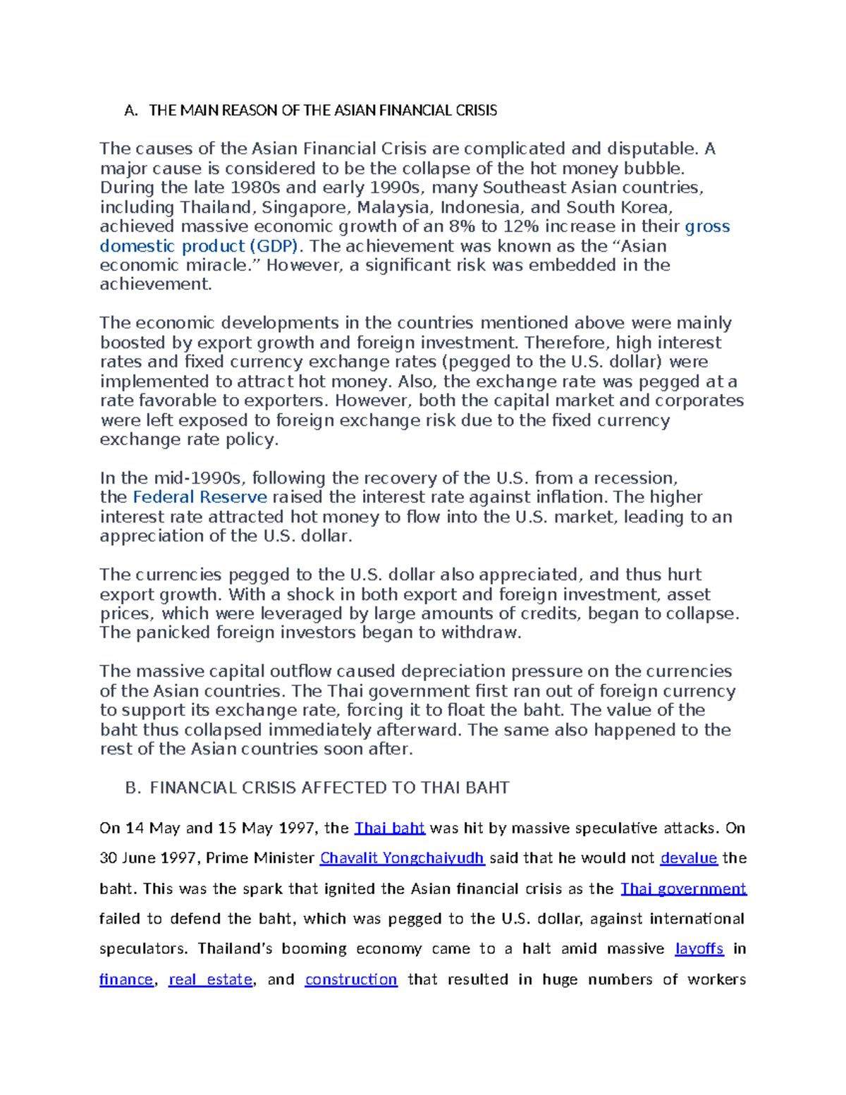 Main Causes of the Asian Financial Crisis: An In-Depth Analysis - Studocu