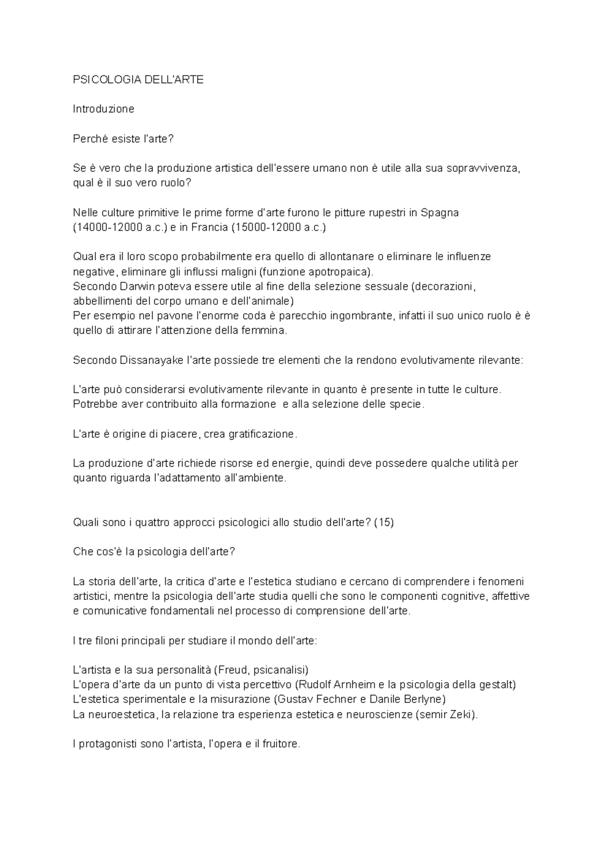 PSICOLOGIA DELL’ARTE: Approcci e Teorie (PSI 101) - Document Preview