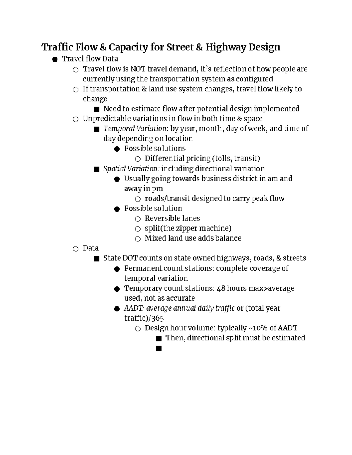 6 - Lecture notes 6 - Traffic Flow & Capacity for Street & Highway ...