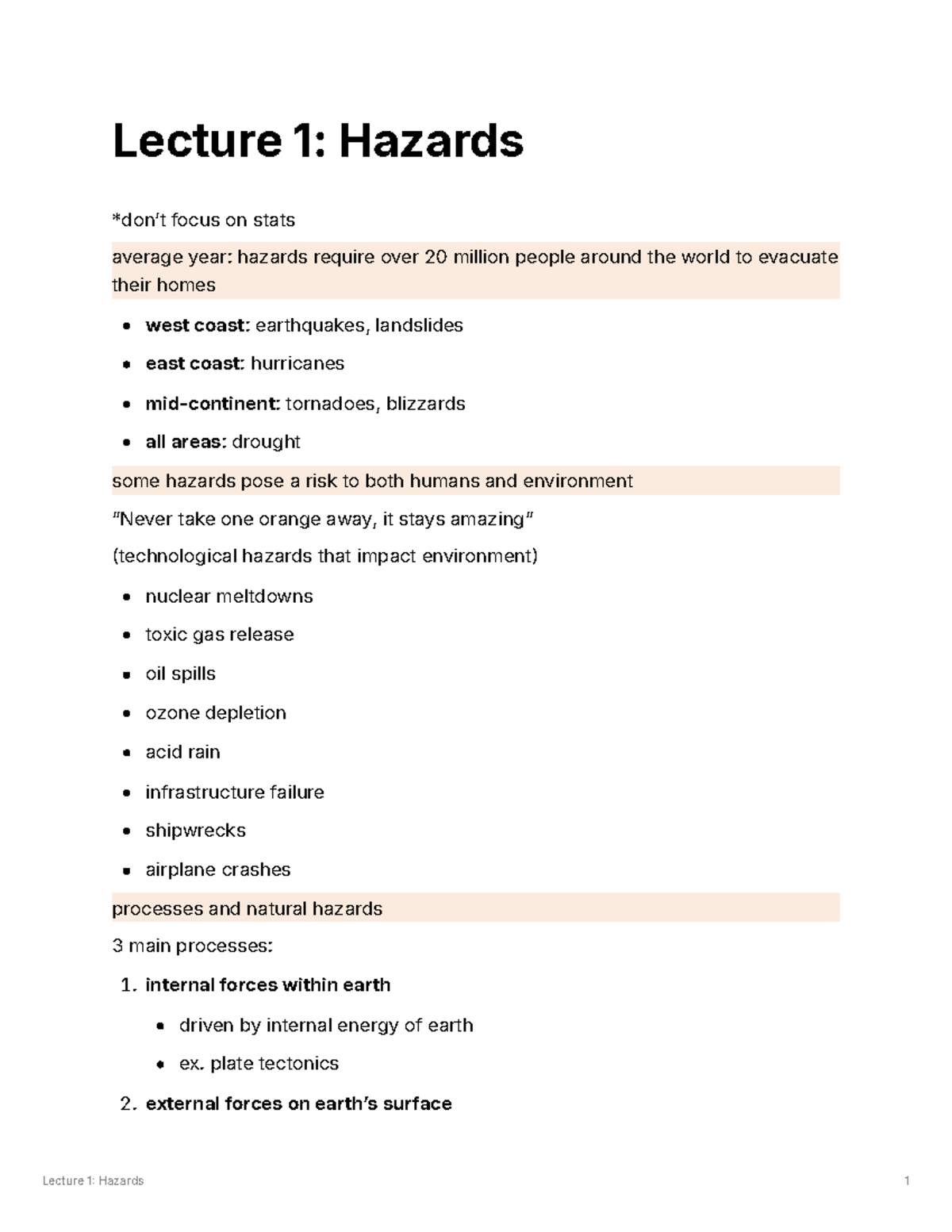 Lecture 1: Understanding Hazards and Their Impacts on Society - Studocu