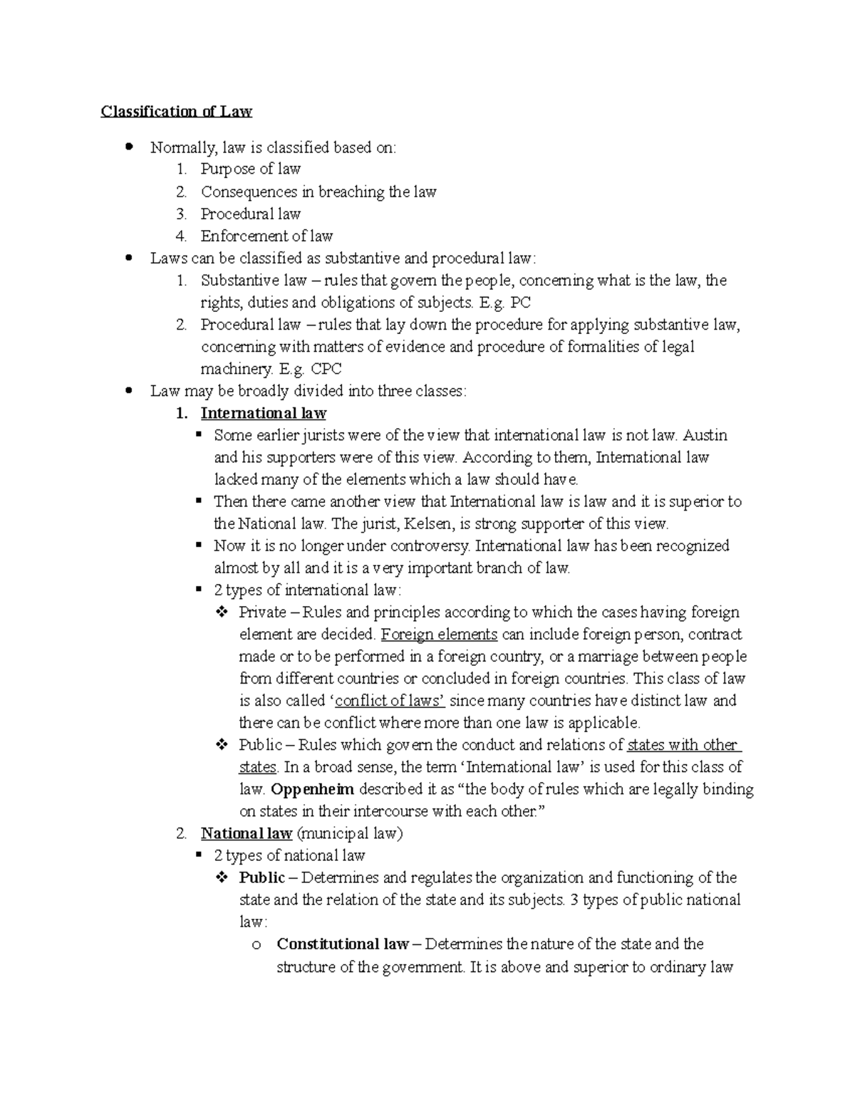 Classification of Law: An Overview of Legal Frameworks and Types - Studocu