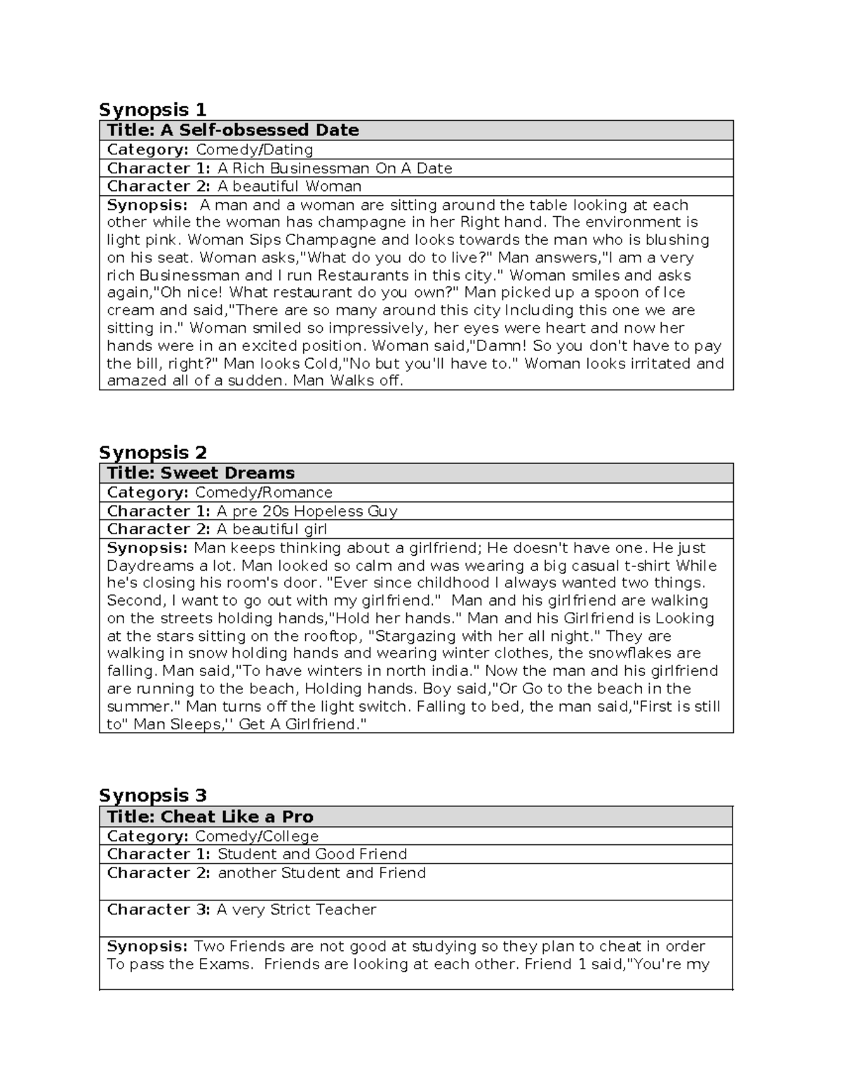 Snapchat- Comic-BOOK- Writers Synopsis- Template by us - Synopsis 1 ...