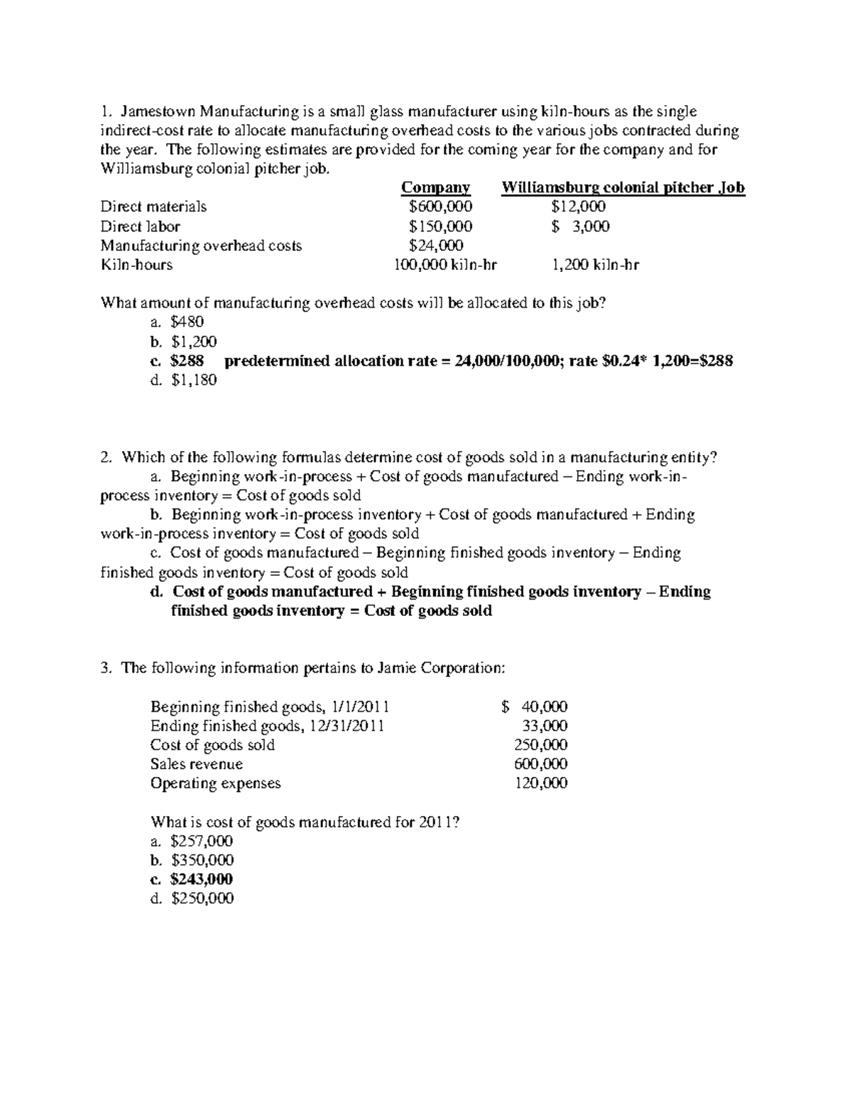 Final Exam Review Answers for Accounting Concepts: Questions 1-35 - Studocu