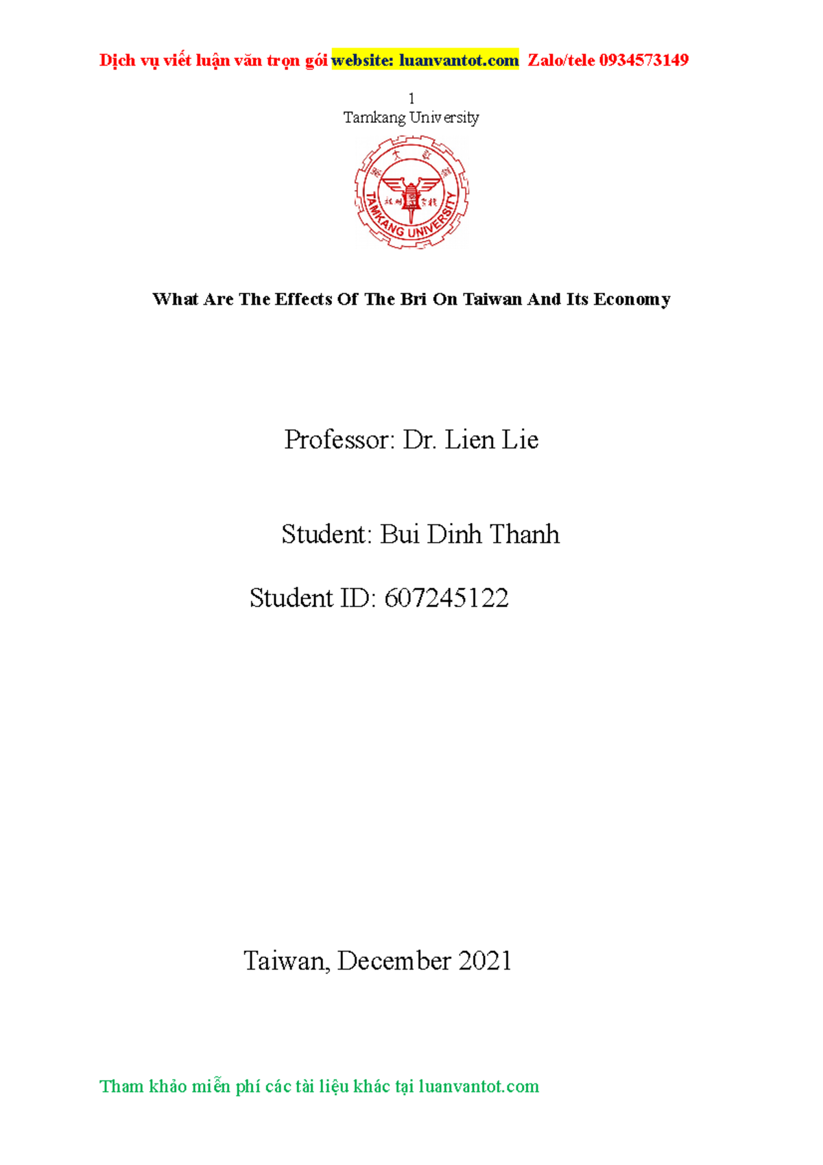 What Are The Effects Of The Bri On Taiwan And Its Economy - 1 Tamkang ...
