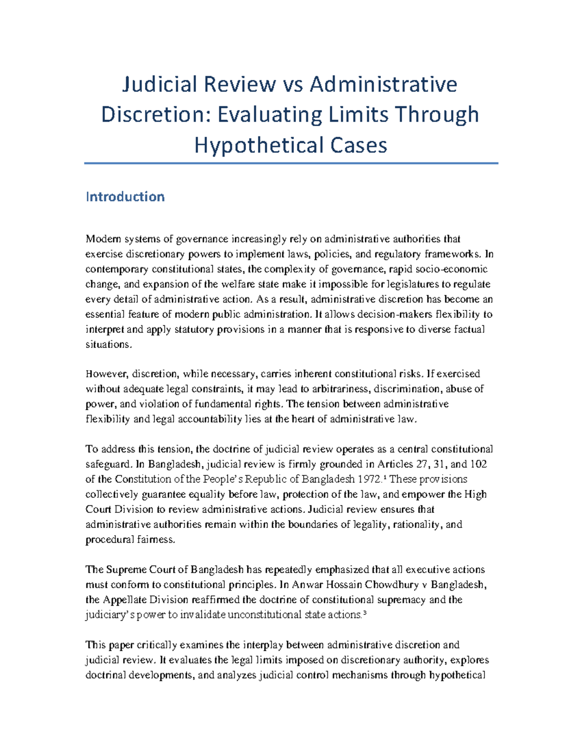 Judicial Review vs Admin Discretion: Limits & Hypotheticals (LAW 101 ...