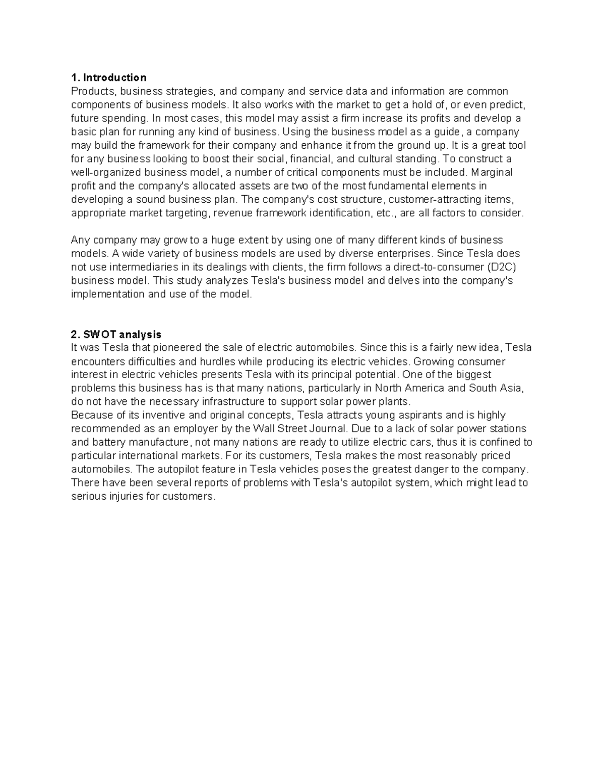 Assessment of Business Models and Strategies: A Case Study on Tesla ...