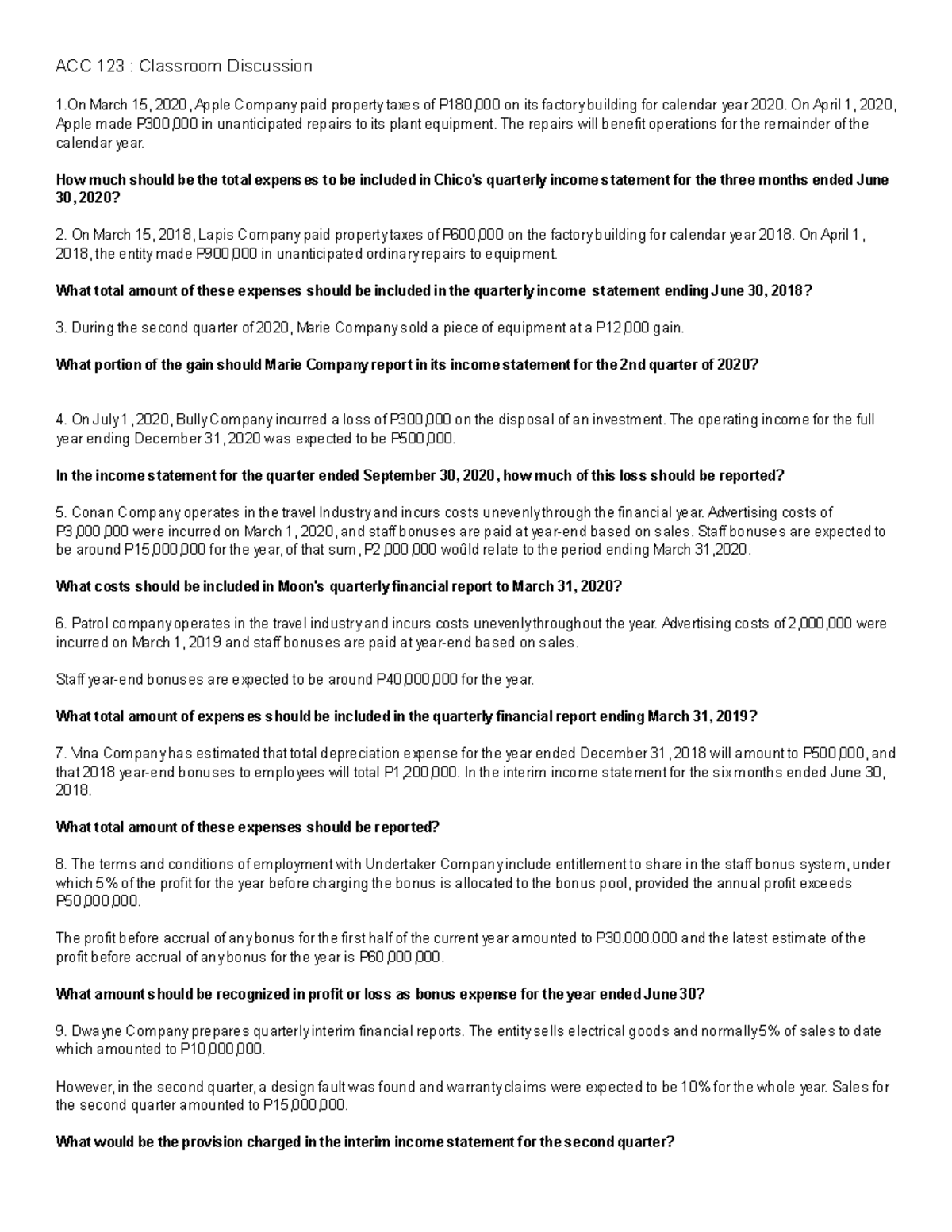Interim Financial Reporting Practice SET: Q1 & Q2 Expense Analysis ...