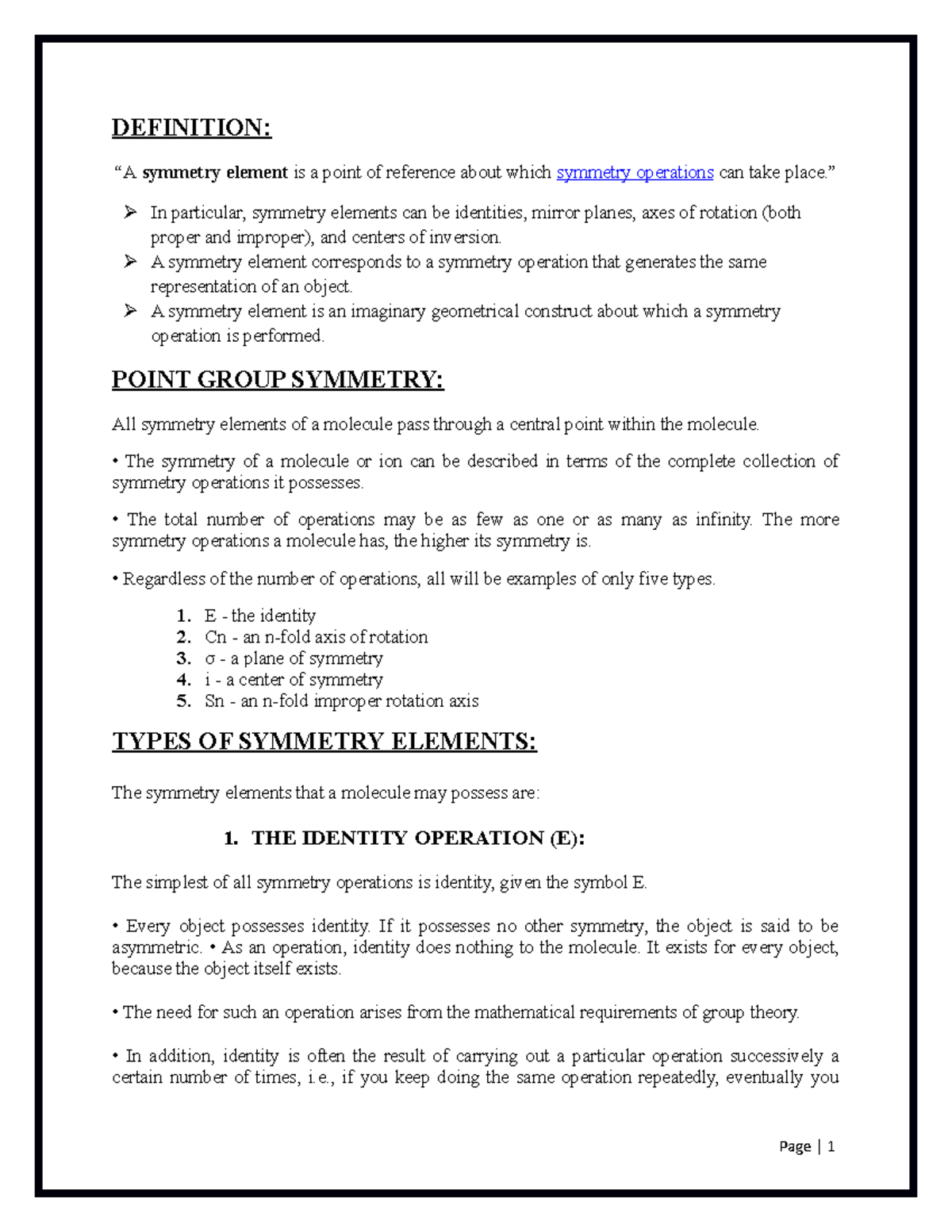 Symmetry Elements - It is a detailed topic of physical chemistry course ...