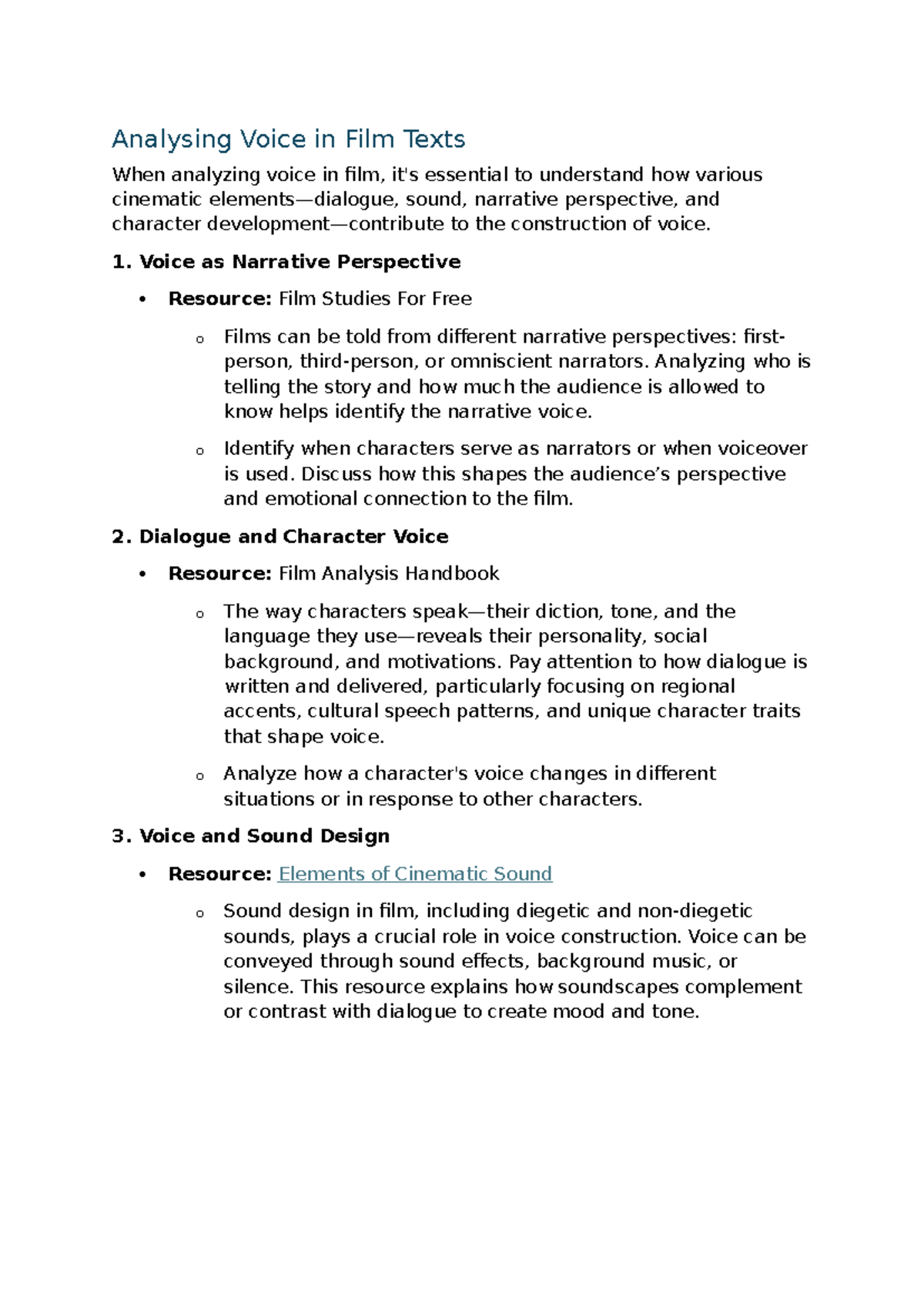 Analysing Voice in Film Texts: Narrative, Dialogue, and Sound Design ...