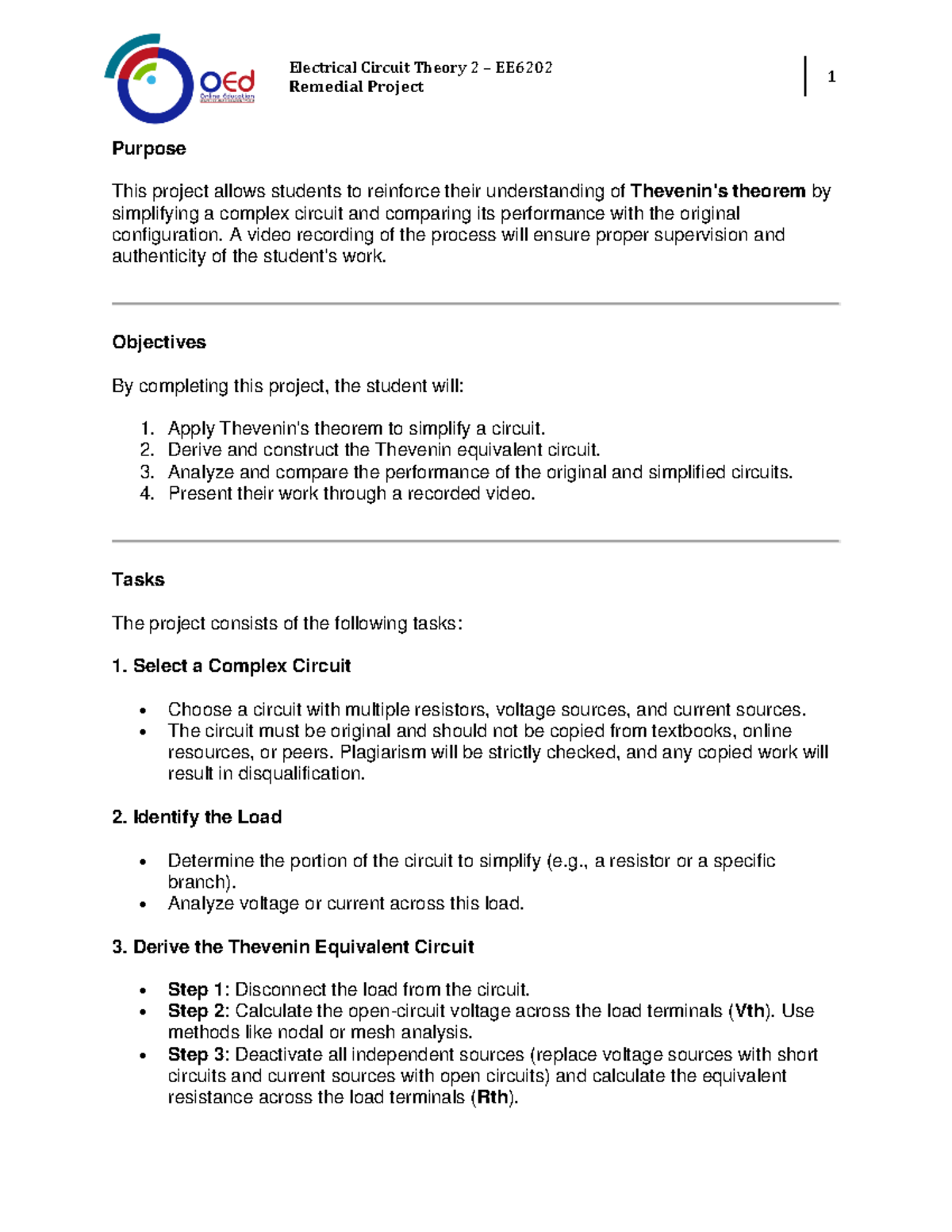 EE6202 EE202 - Remedial Project - Electrical Circuit Theory 2 – EE6 202 ...