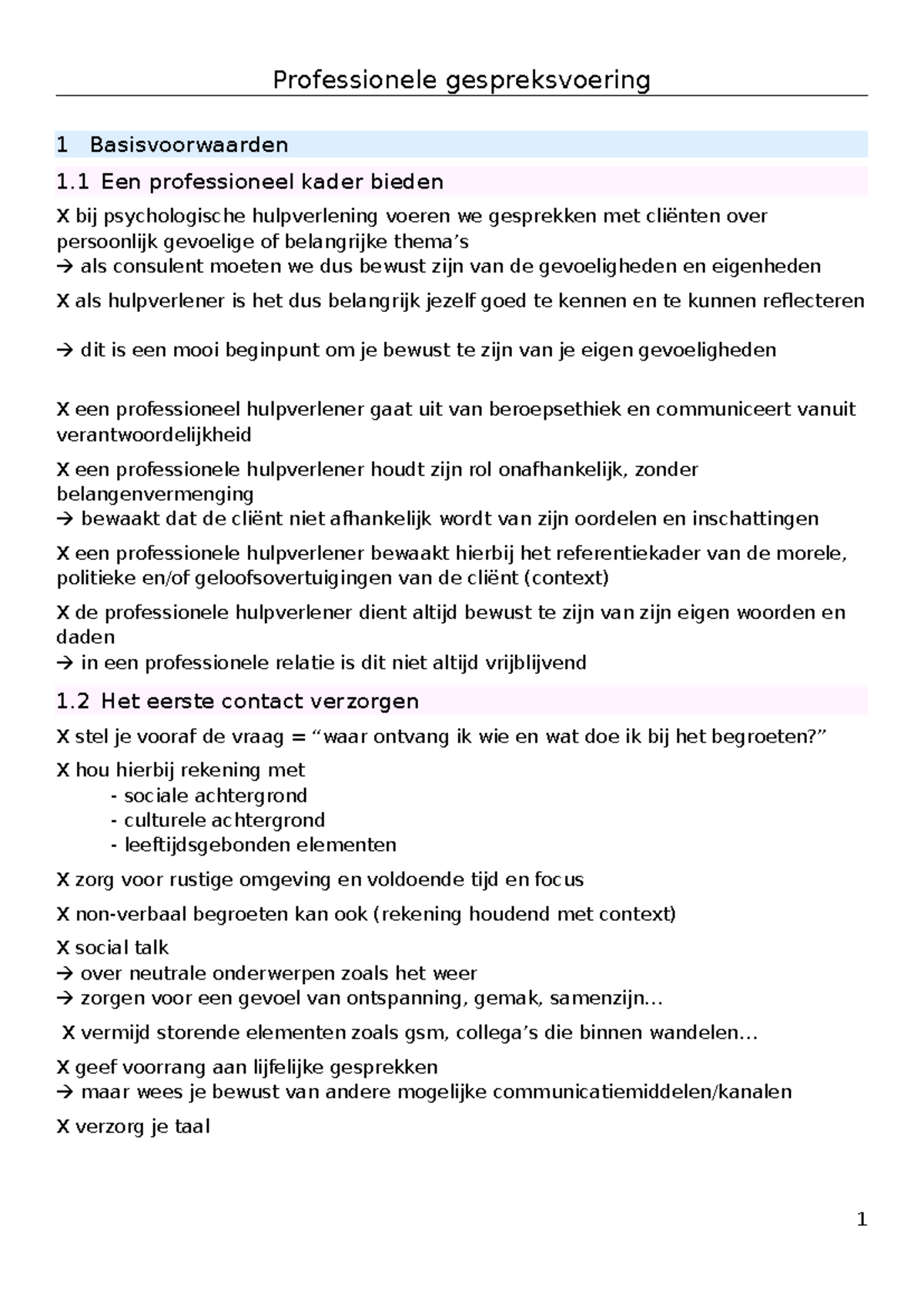 Samenvatting professionele gespreksvoering - Professionele ...