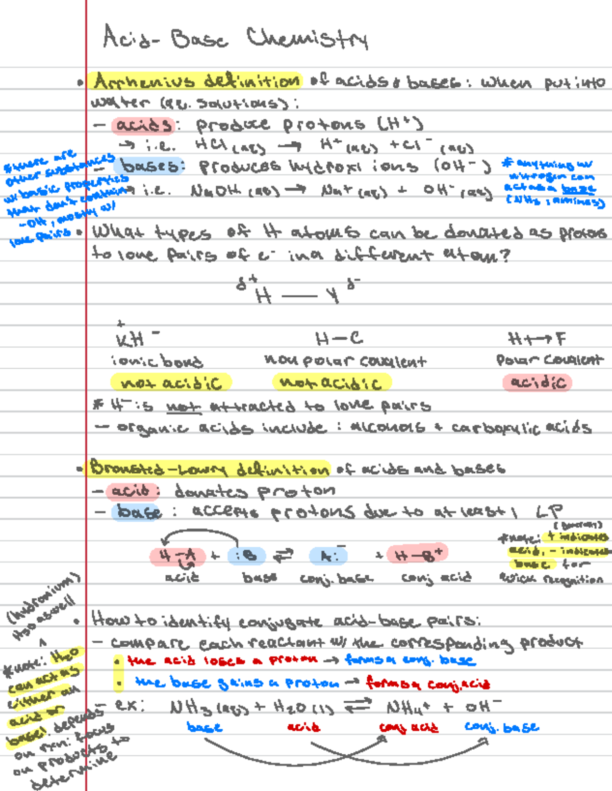 Acid and Bases Notes DETAILED - Acid-Base Chemistry · Arrhenius ...