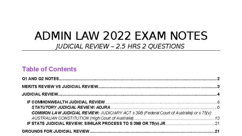 ADMIN LAW 2022 FINAL EXAM NOTES ON JUDICIAL REVIEW - Studocu