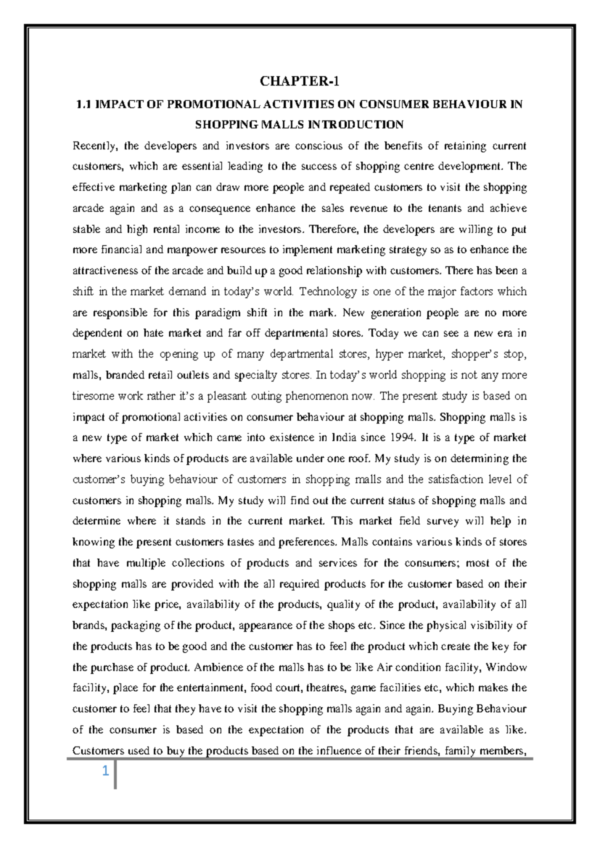 Impact of Promotional Activities on Consumer Behavior in Malls - Studocu