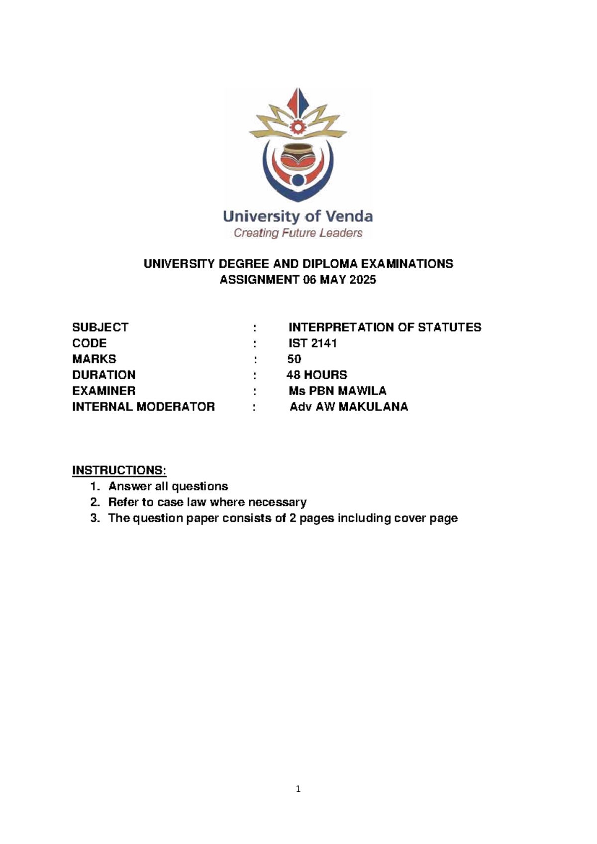 2025 IST 2141 Individual Assignment - IST 2541 - 1 UNIVERSITY DEGREE ...