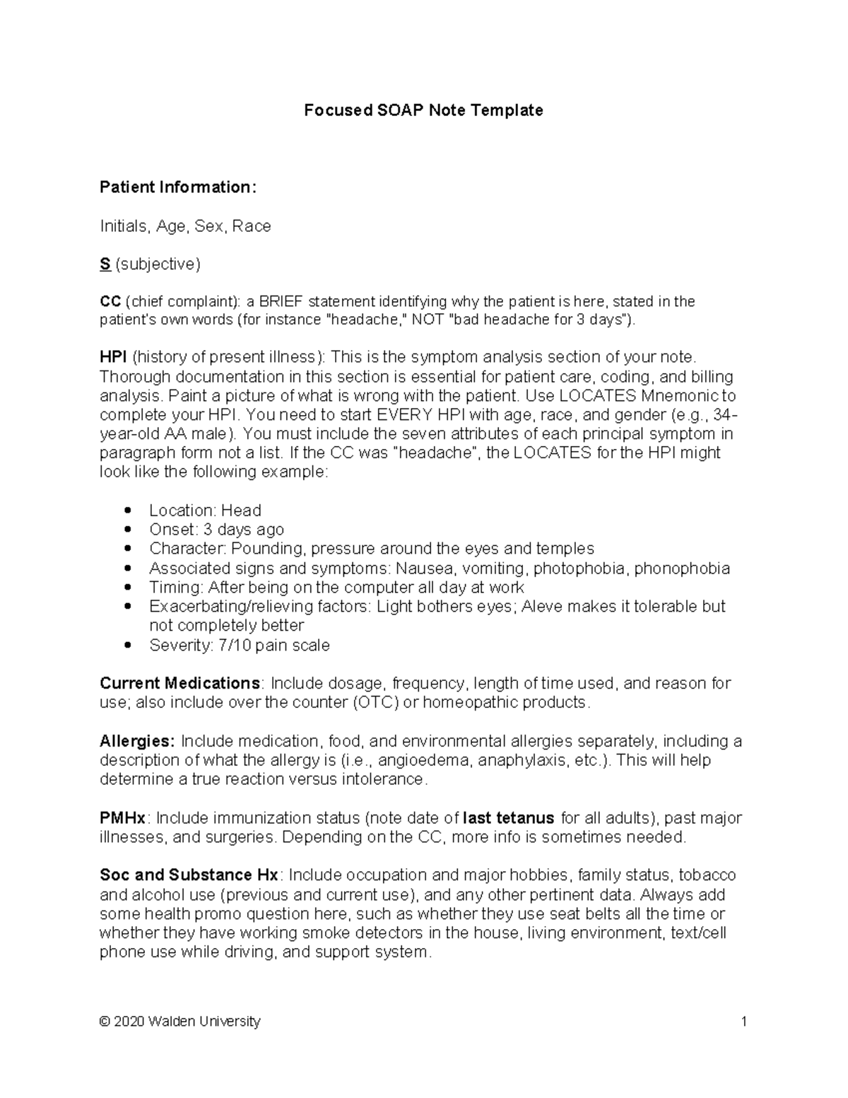NRNP Focused SOAP Note Template for Patient Assessment - Studocu