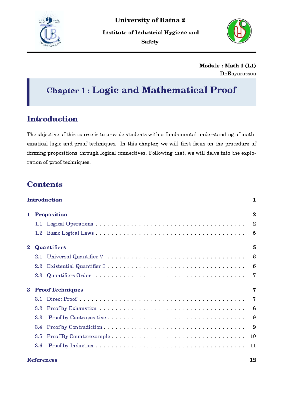 Chapter-1-logic - Chapter-1-logic_algebra_maths - University of Batna 2 ...