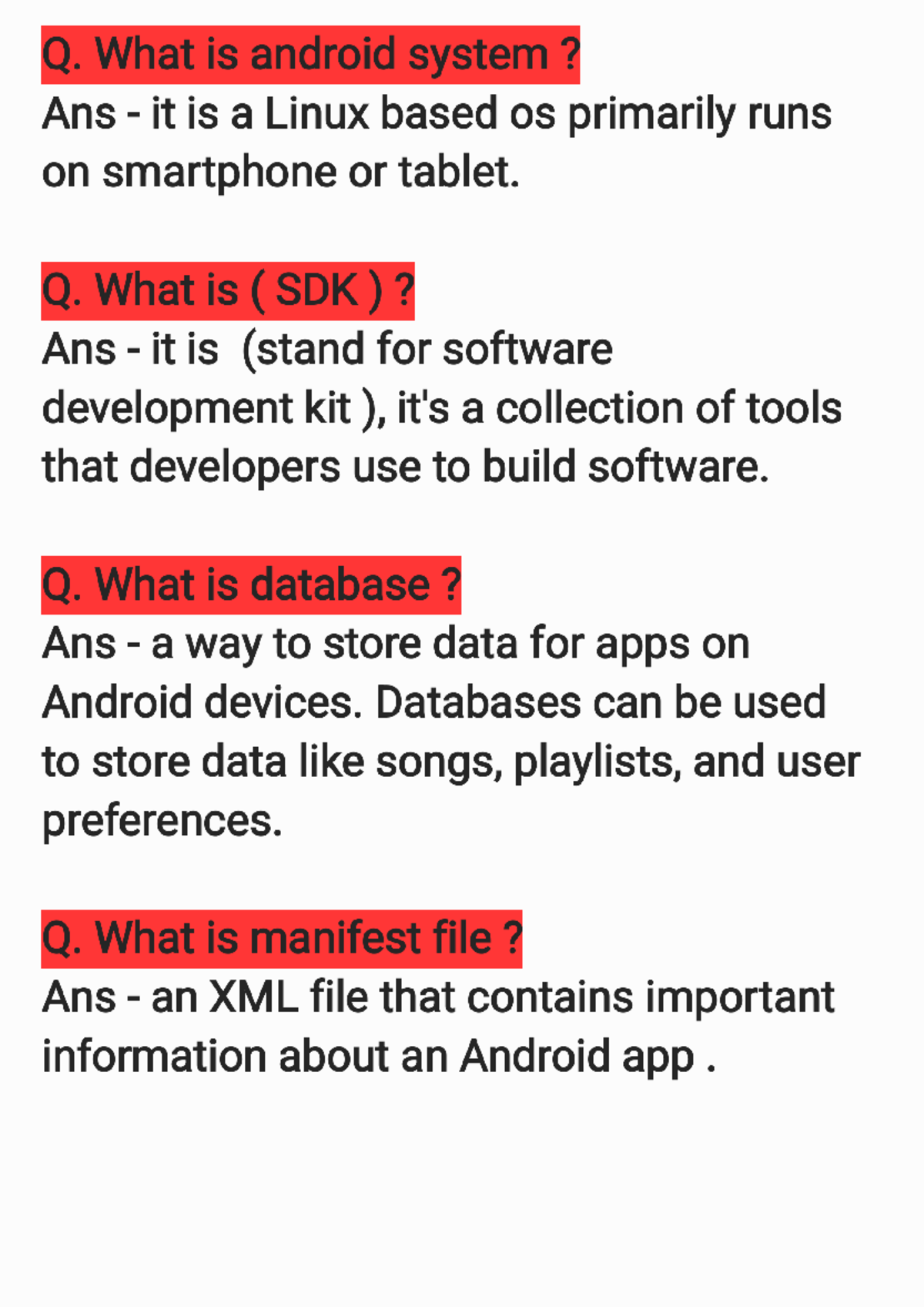 MAD notes - Q. What is android system ? Ans it is a Linux based os ...