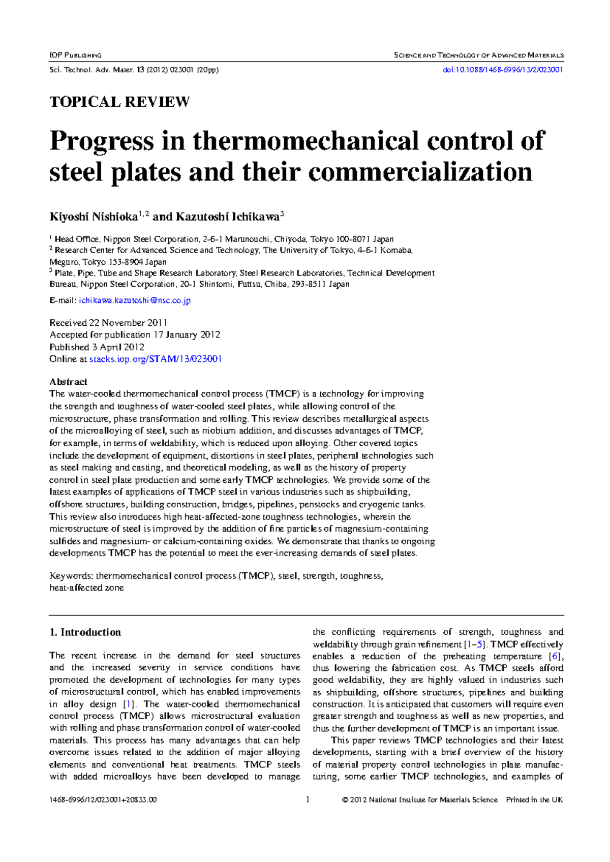 TMCP Steel Making Process: Advances in Thermomechanical Control - Studocu