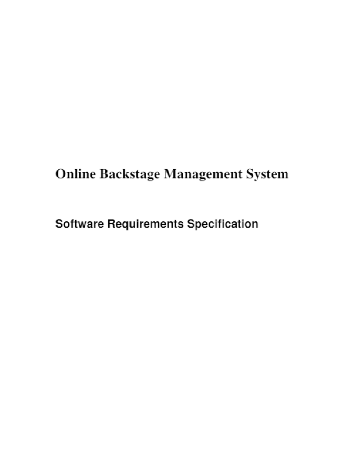 Online Backstage Management System: Overview and Features - Studocu
