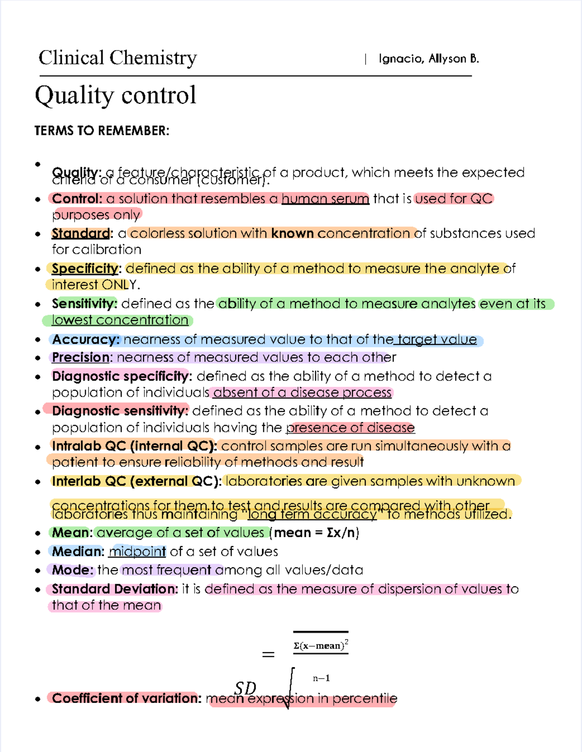 Clinical Chemistry Notes (SKQGV) - Studocu
