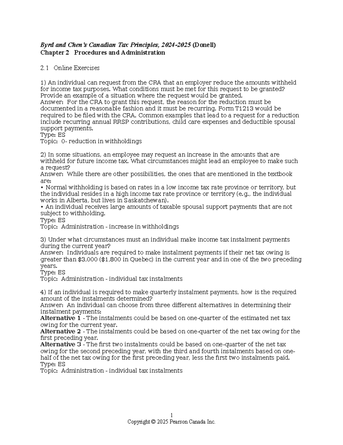 Canadian Tax Principles (CTP 2024-25) Chapter 2: Procedures ...