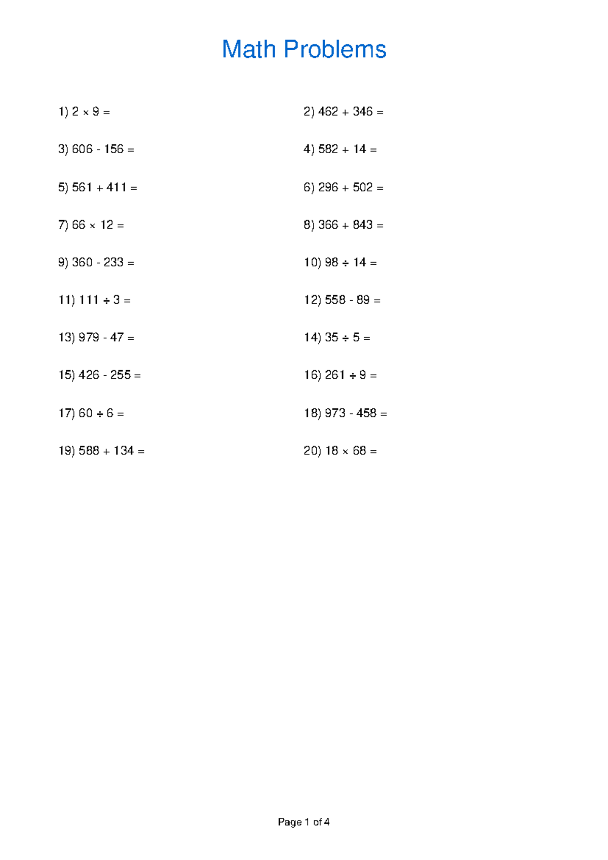 Math 3105634 Practice Problems & Answer Key - Studocu