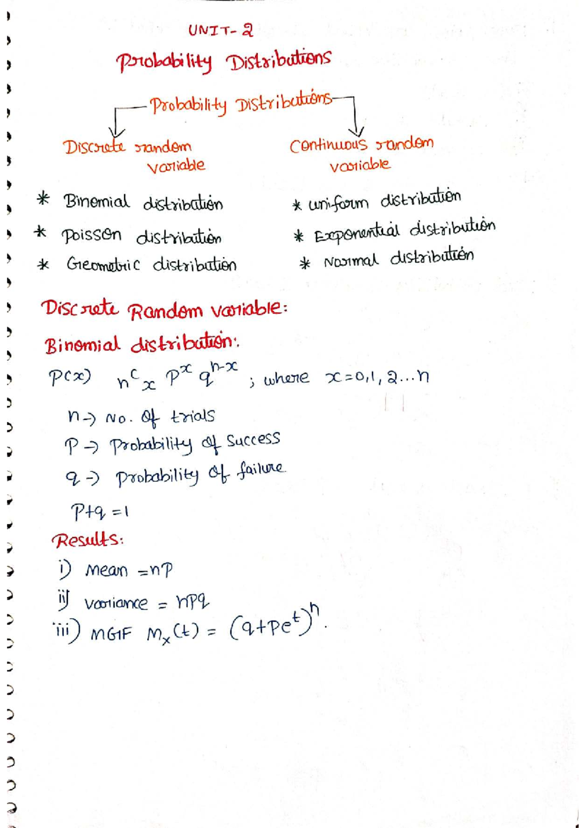 P&S 2 - Lecture Notes on Probability Distributions and Concepts - Studocu