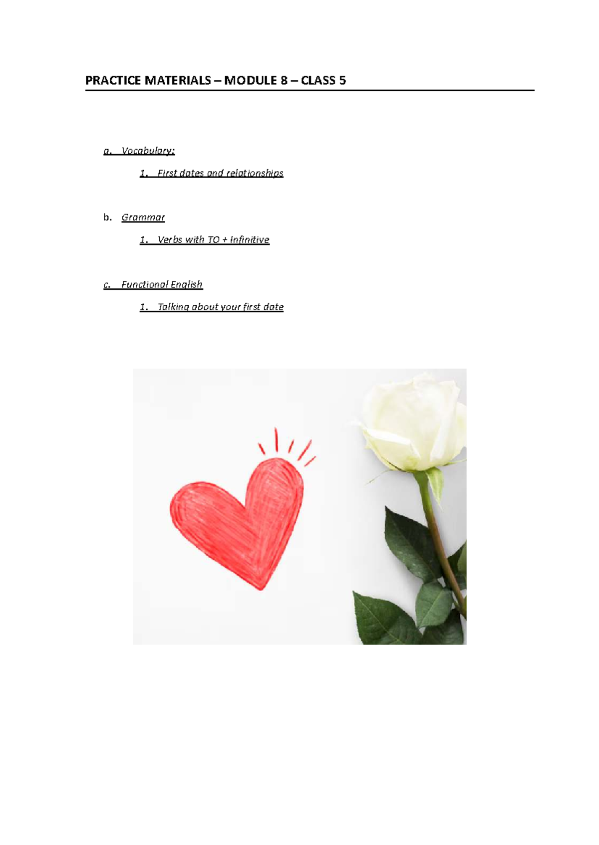 Practice Materials Module 8: First Dates & Relationships - Studocu