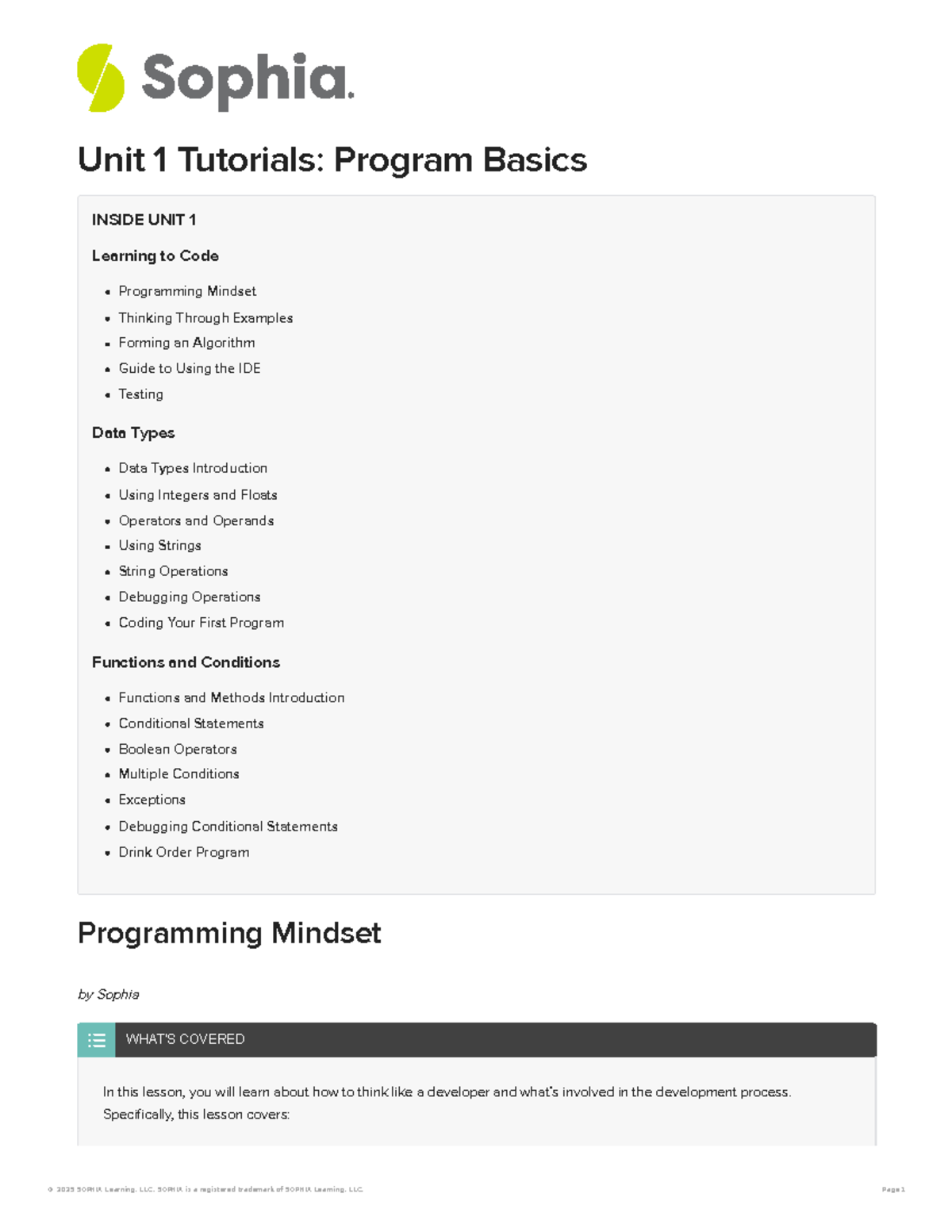 Unit 1 tutorials program basics - Unit 1 Tutorials: Program Basics ...