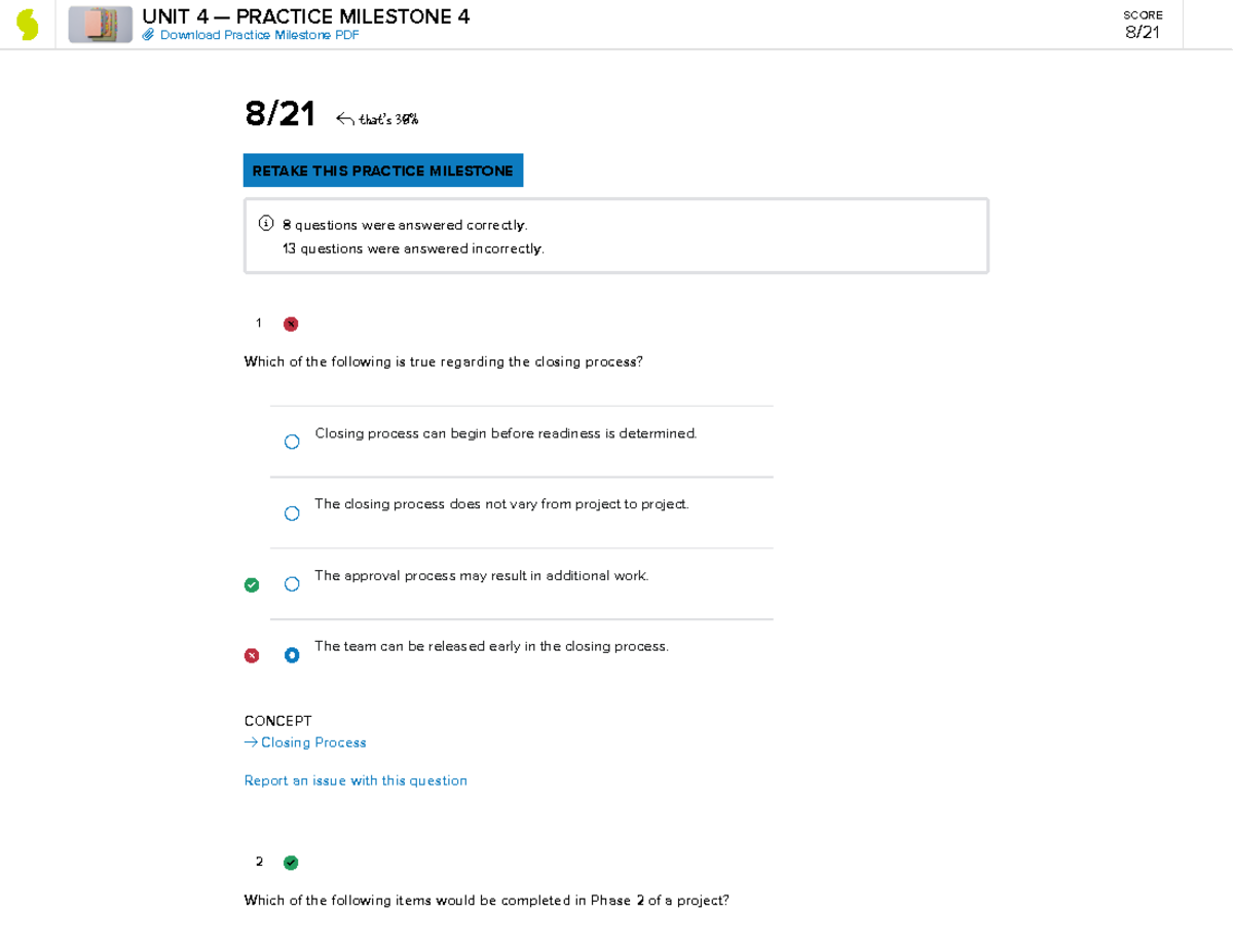 Sophia Project Management Practice Milestone 4-24 Review Guide - Studocu