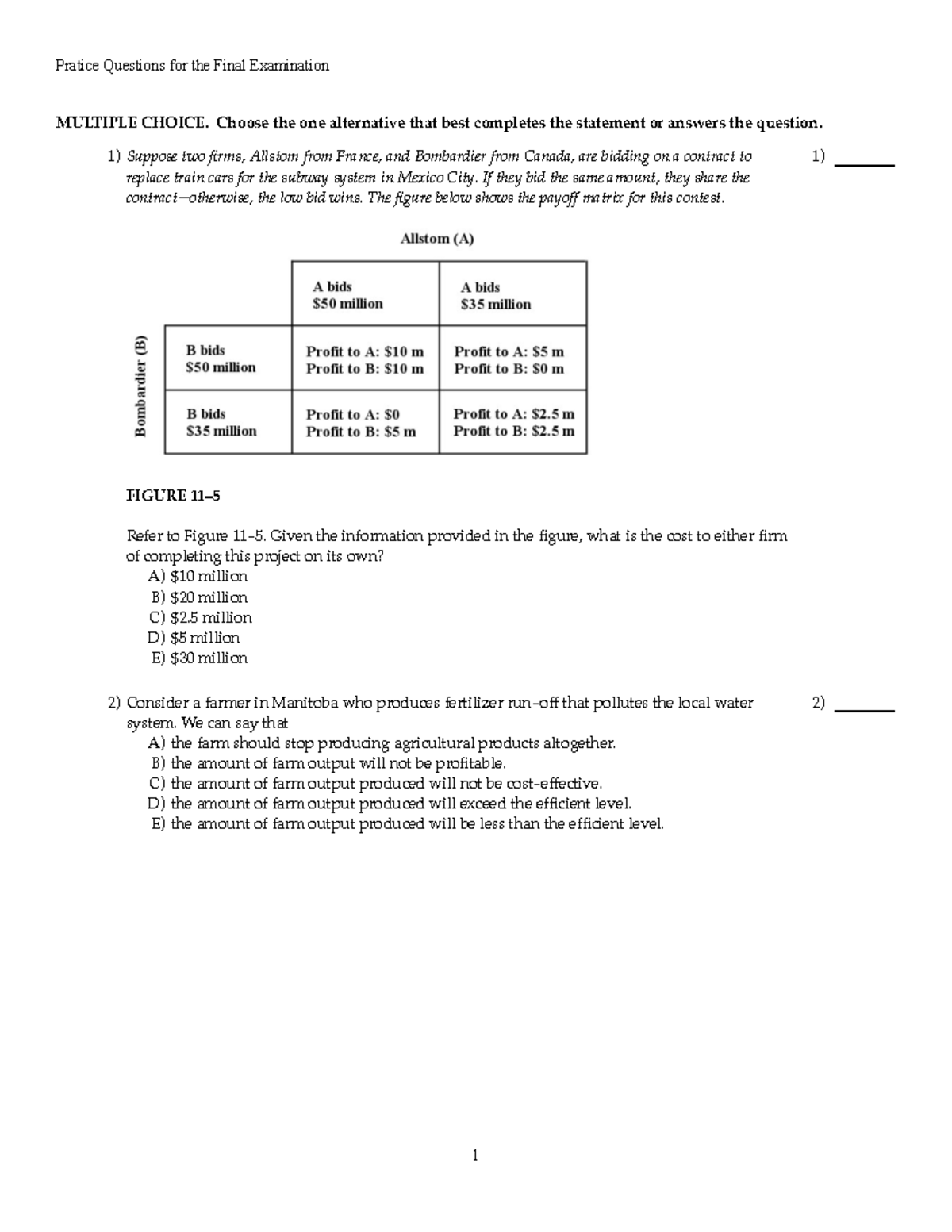 Practice Questions for the Final Exam - II (Economics) - Studocu