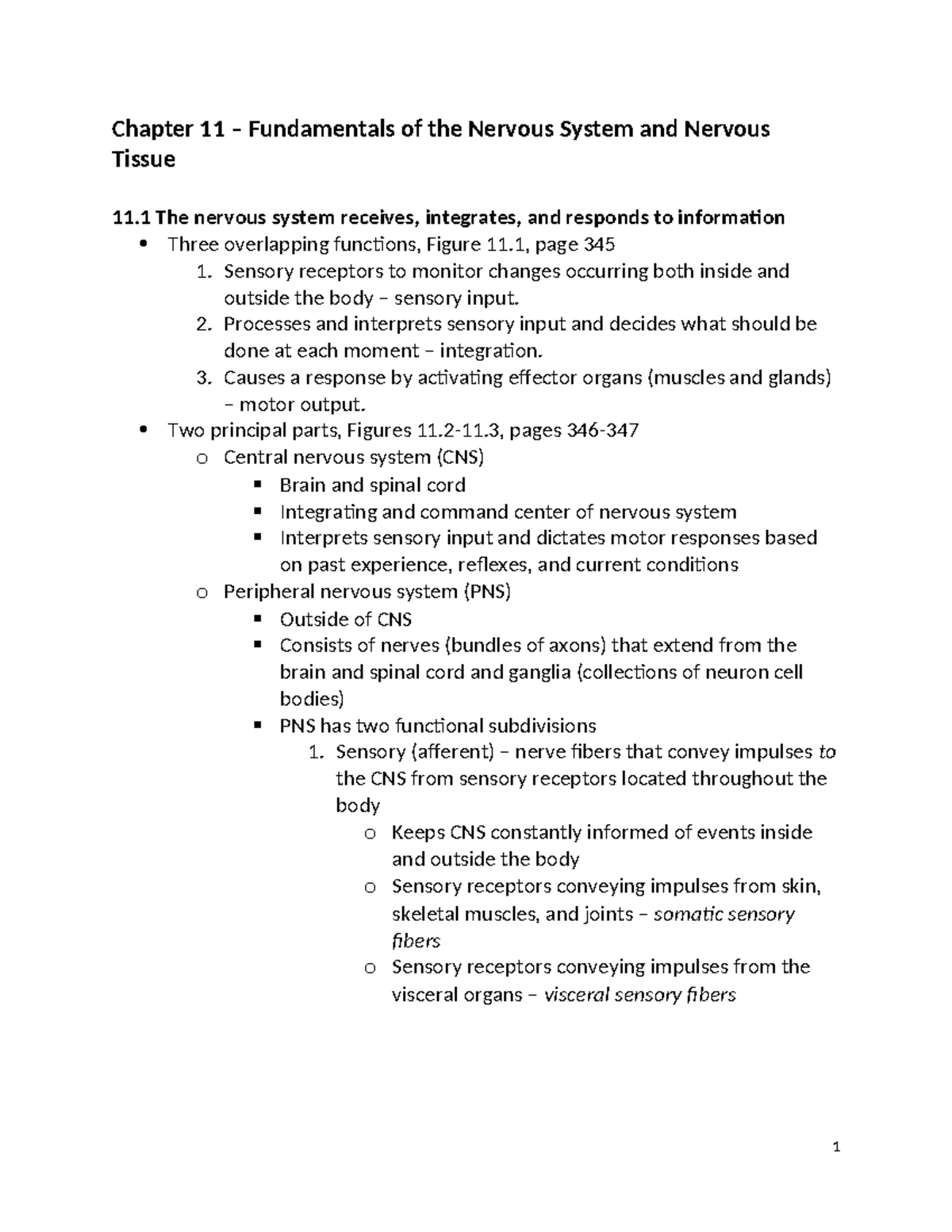 Biol 121 - Chapter 11: Fundamentals of the Nervous System and Tissue ...