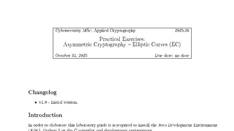 Cybersecurity MSc: Practical Exercises on Asymmetric Cryptography (EC ...