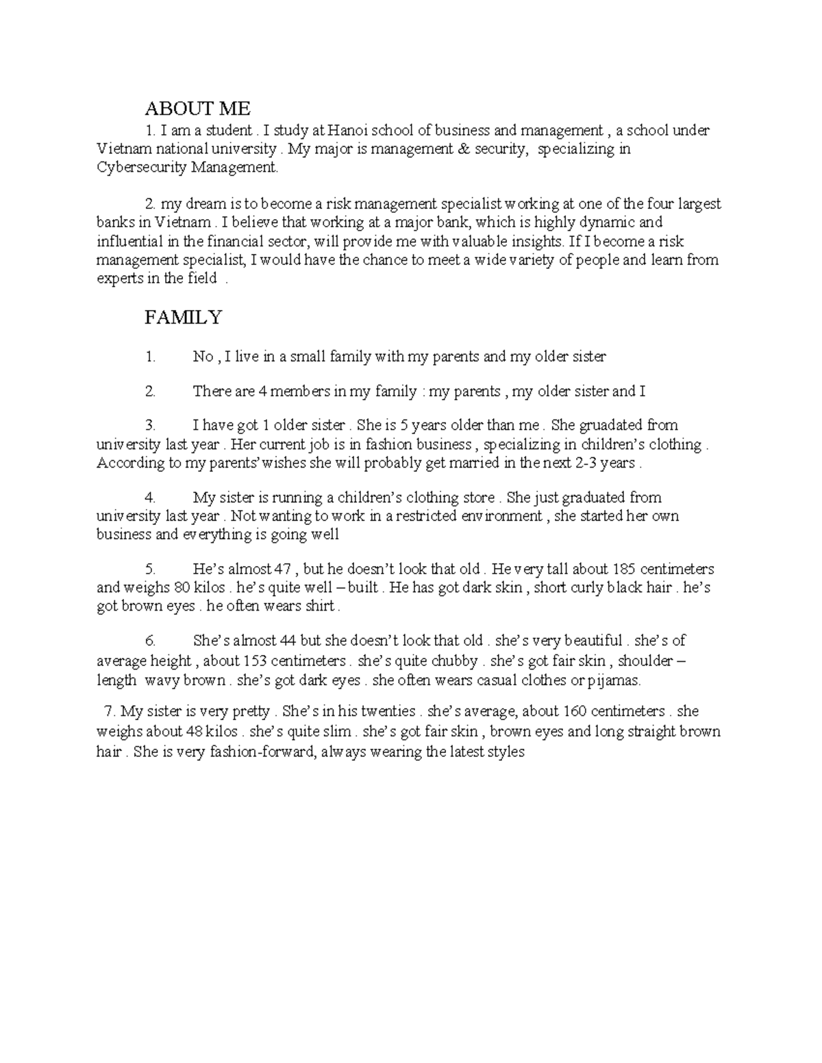 Personal Introduction and Family Overview - okddvfthetr - Studocu