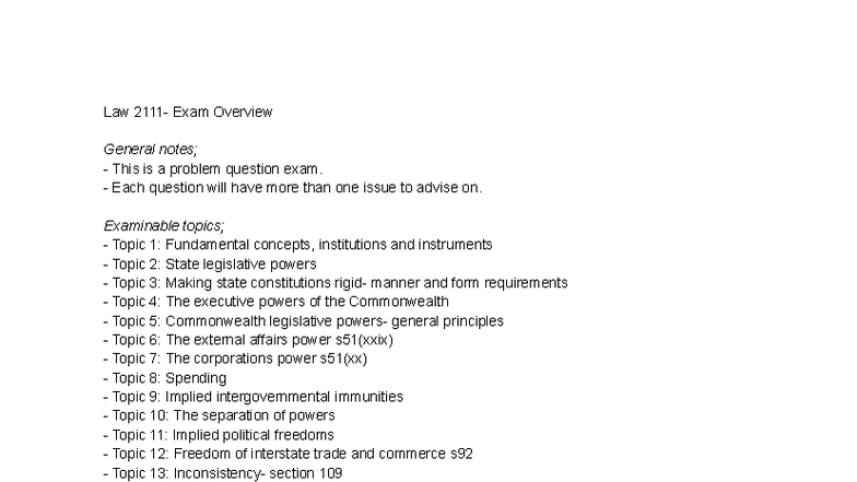 HD 85 Constitutional Law Final Exam Overview and Key Topics - Studocu