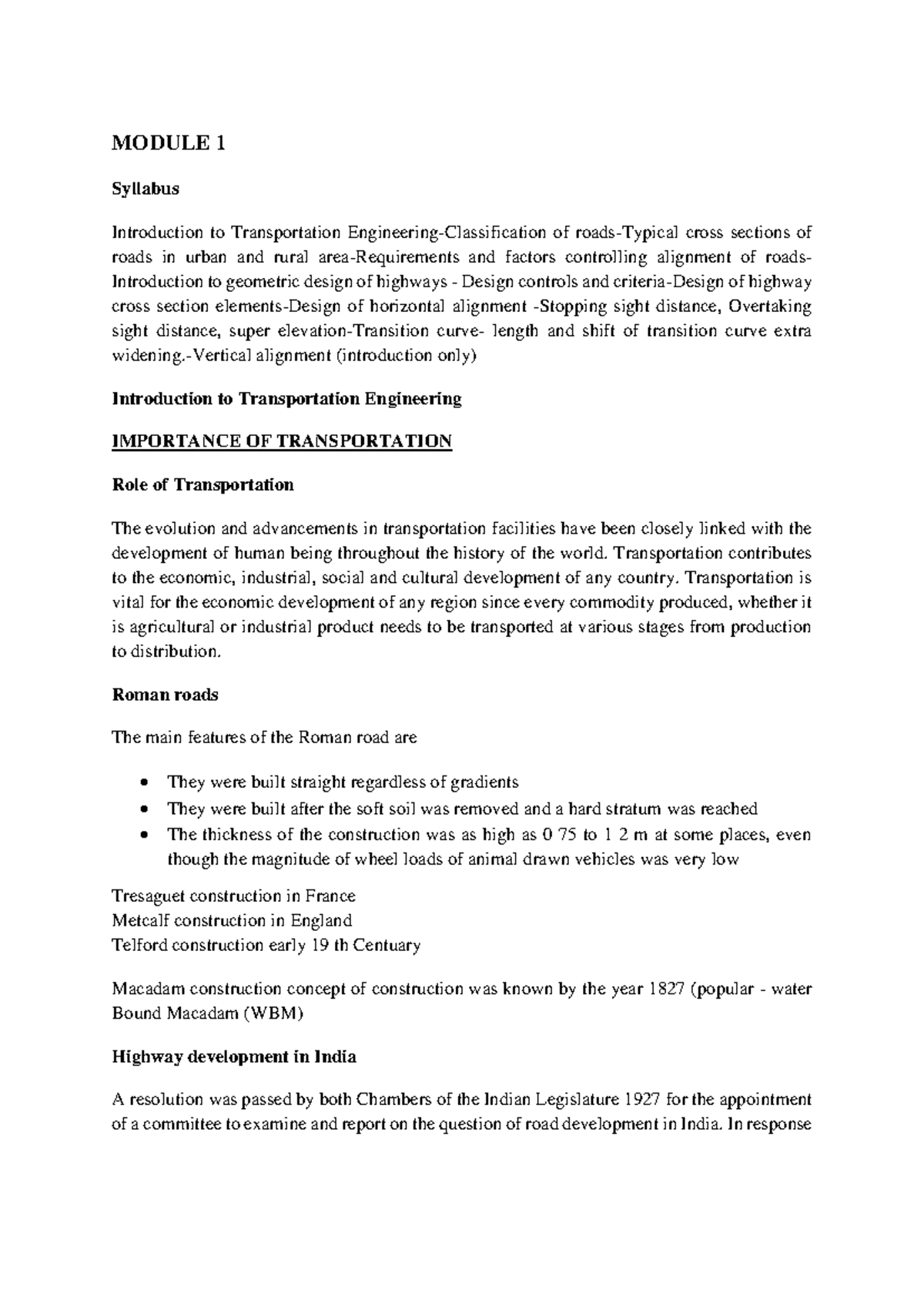 S4 Transport Engineering Module 1: Introduction & Design Principles ...