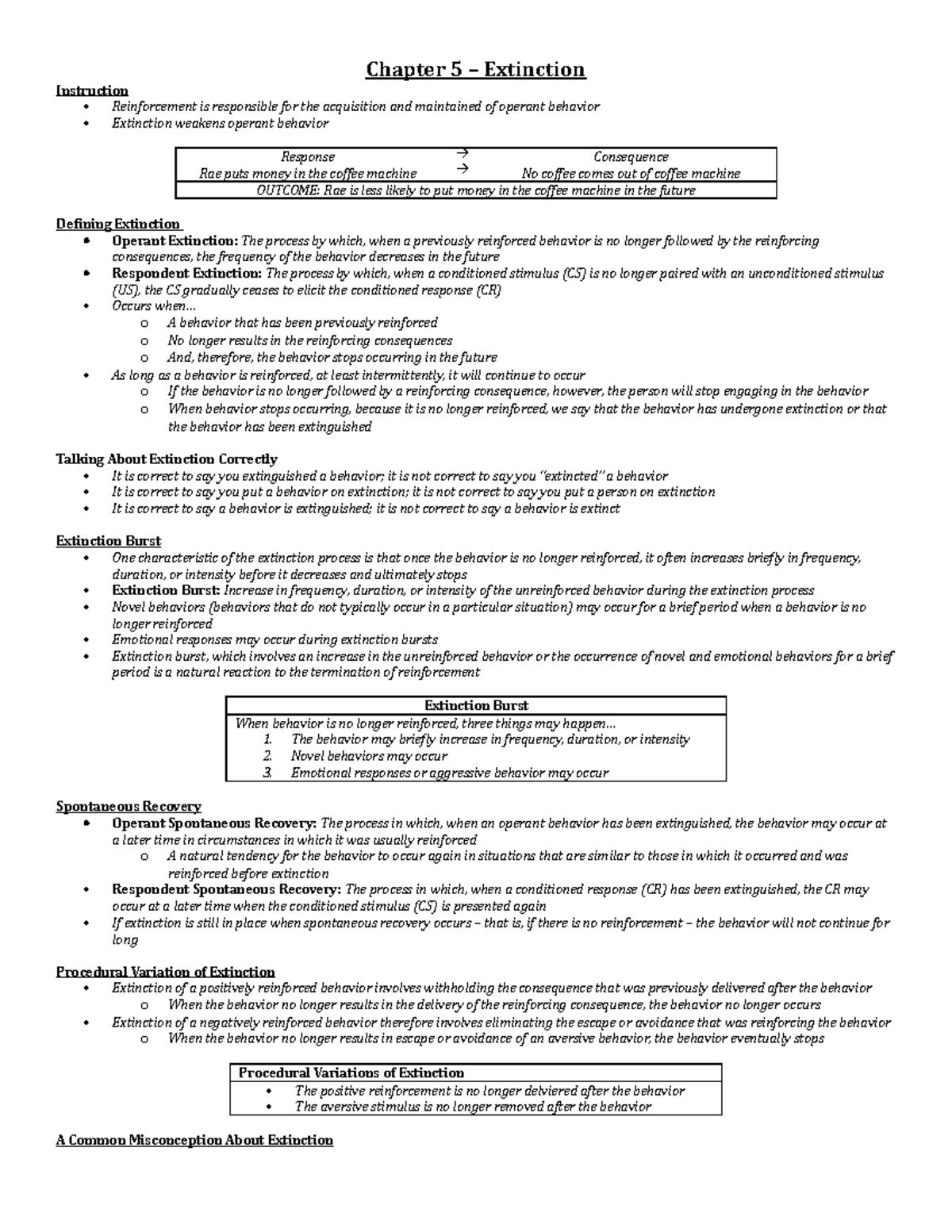 Psych 282 - Chapter 5 - Extinction - Chapter 5 – Extinction Instruction ...
