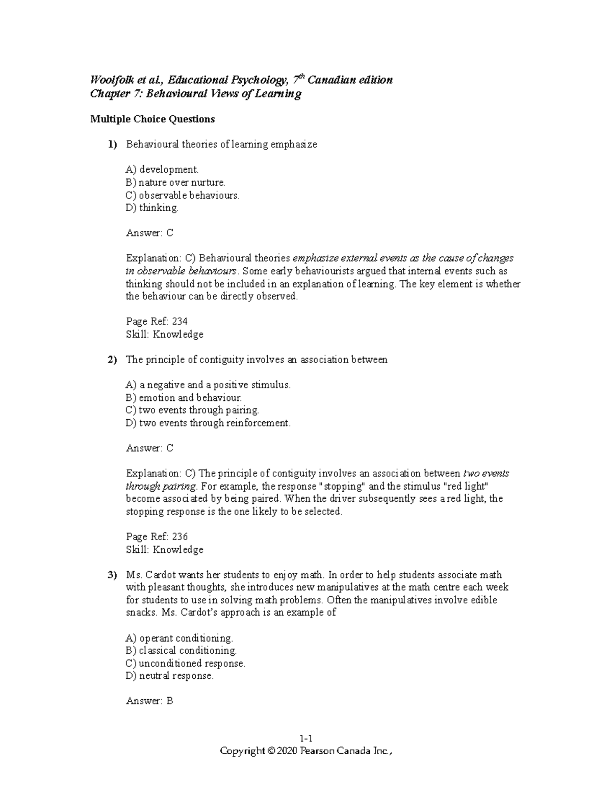 Testbank for EDPS200: Multiple Choice Questions from Chapter 7 - Studocu