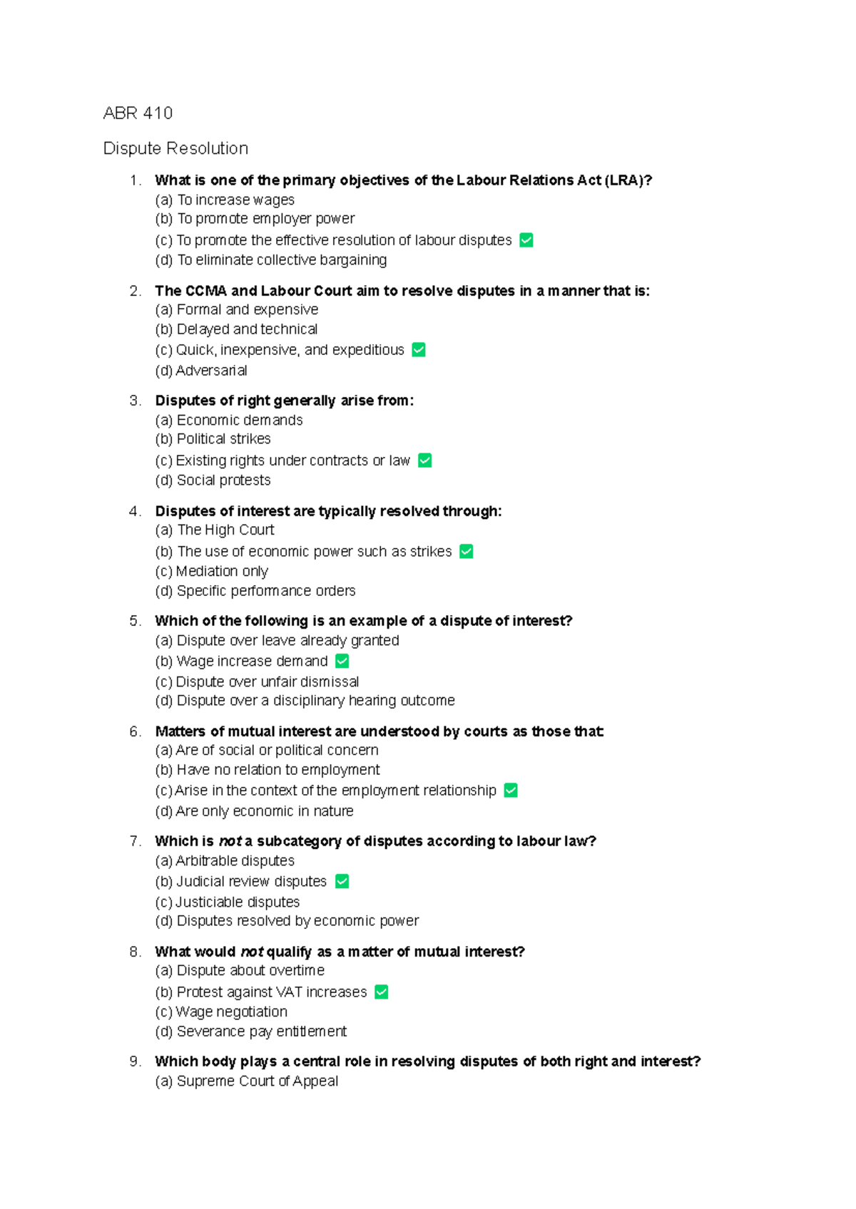 ABR 410 Final Exam Study Guide: Dispute Resolution Concepts - Studocu