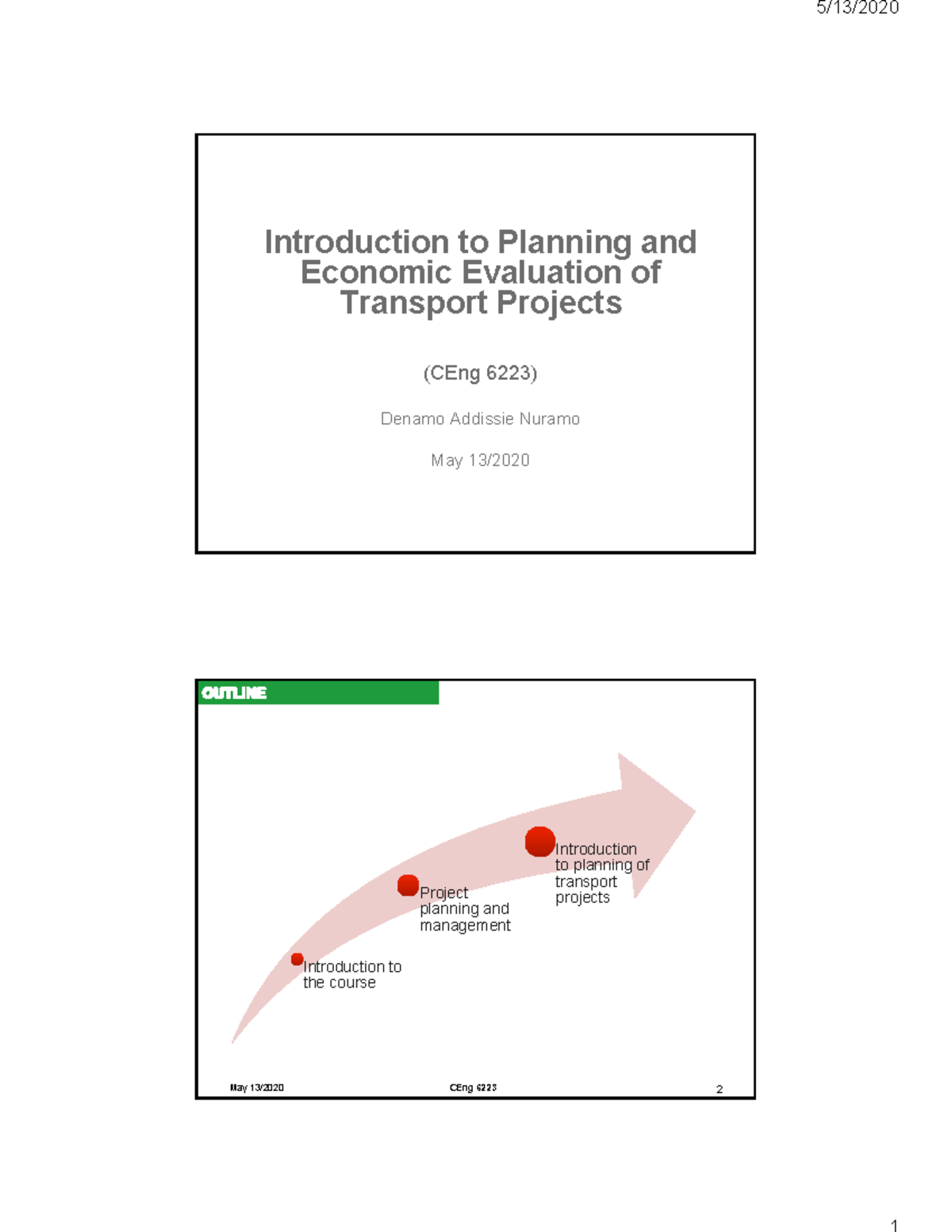 Lecture 01: Introduction to Transport Planning (CEng 6223) - Studocu