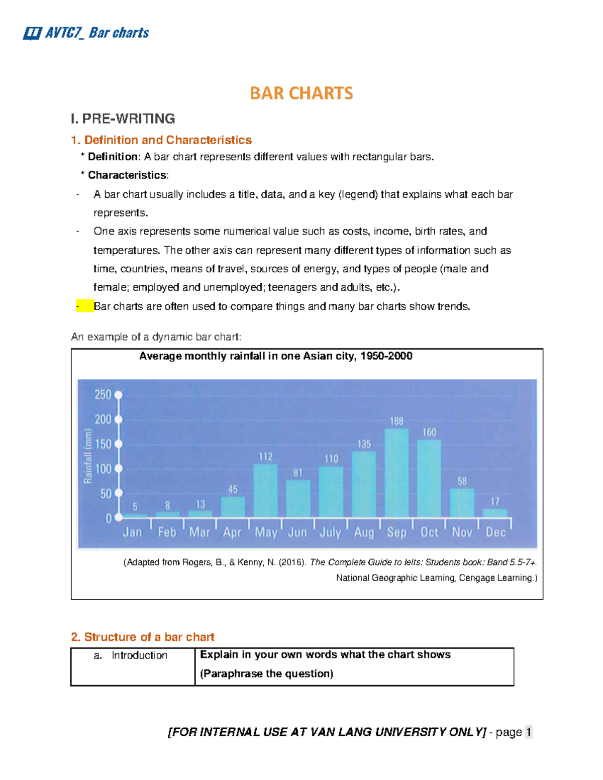 L6. Writing 2 - Task 1 - Bar graphs - Before class - BAR CHARTS I. PRE ...
