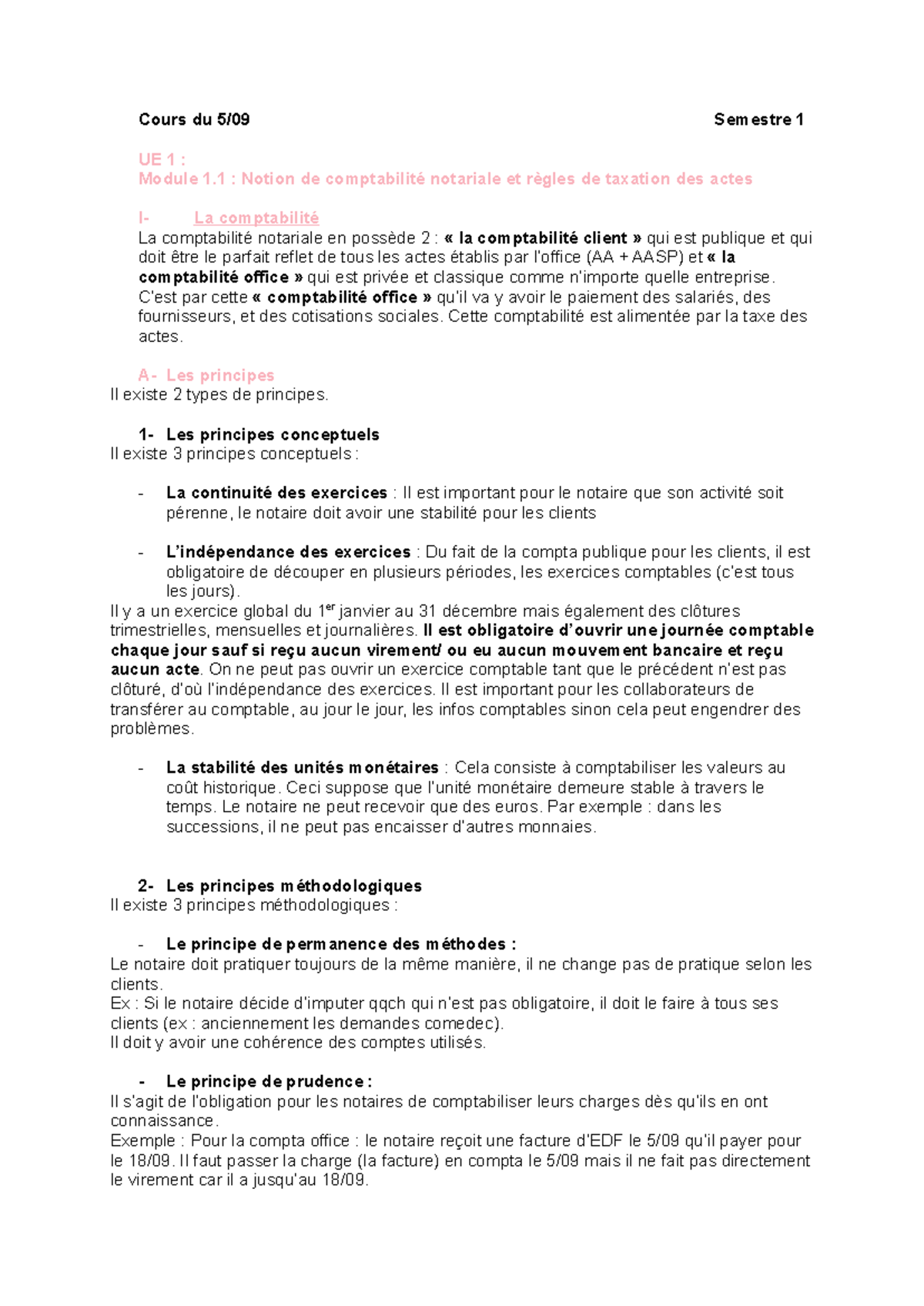 Notions de comptabilité notariale et taxation des actes - S1 UE1 - Studocu