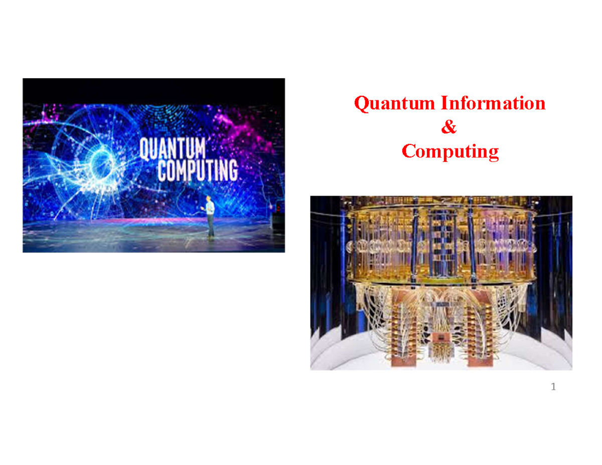 Quantum Computation Study Materials: Intro to Quantum Computing - Studocu