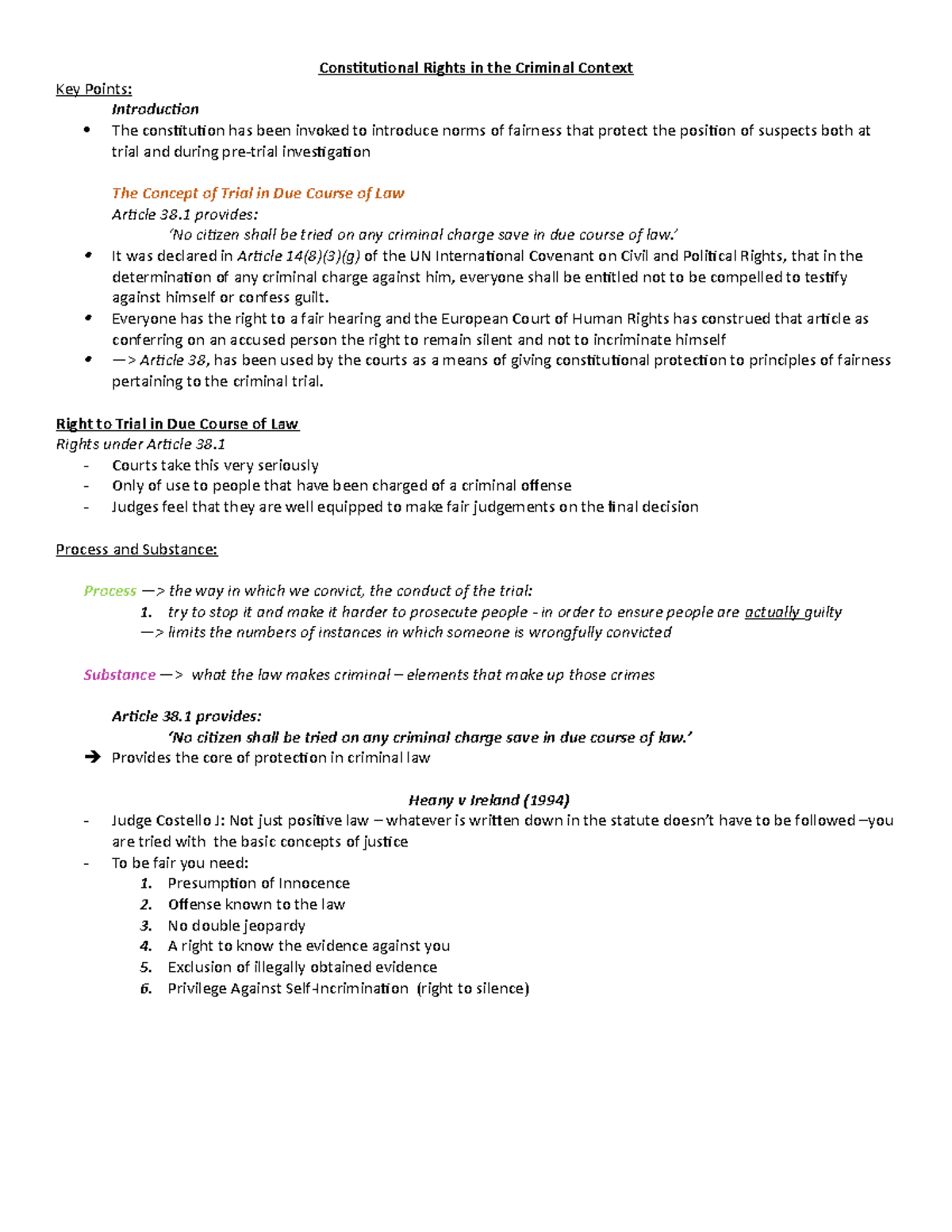 Week 2 - Lecture notes - Consituional Rights in the Criminal Context ...