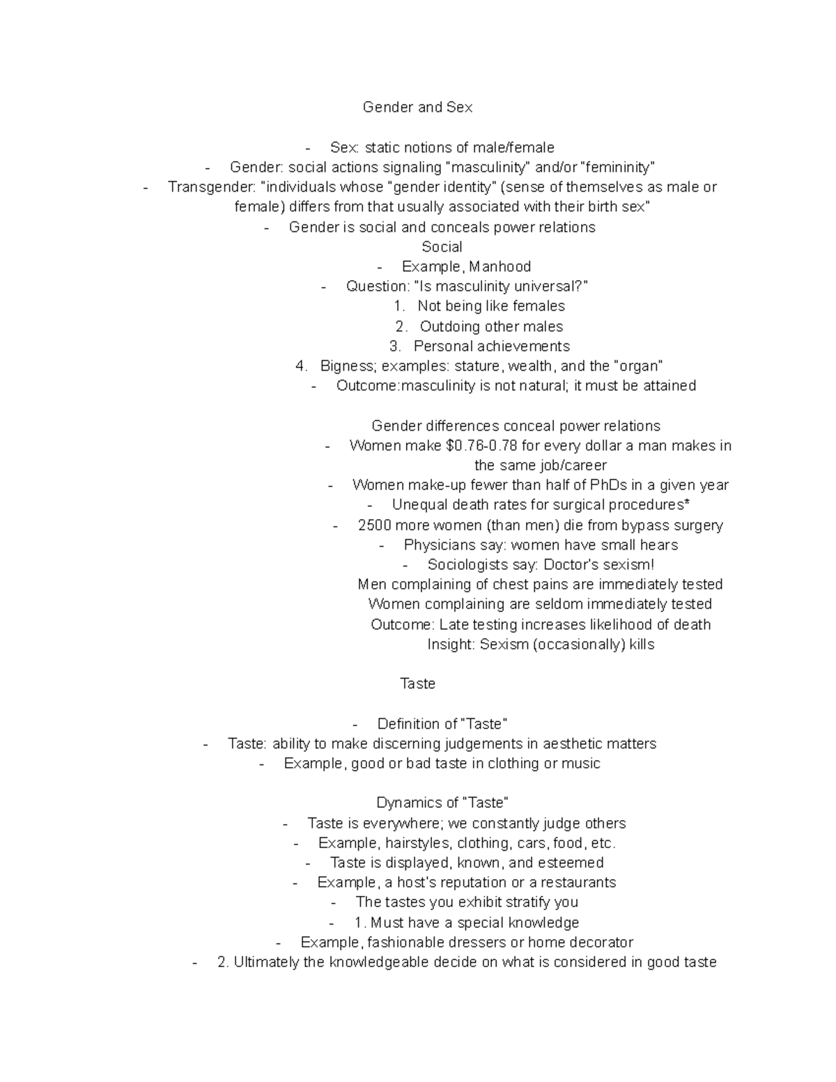 Socio 3,4 - Gender and Sex Sex: static notions of male/female Gender ...