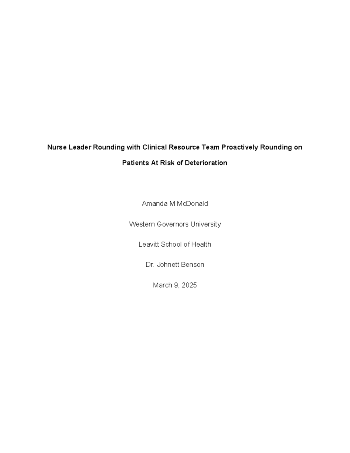 D156: Nurse Leader Rounding with CRL Team for Patient Deterioration ...