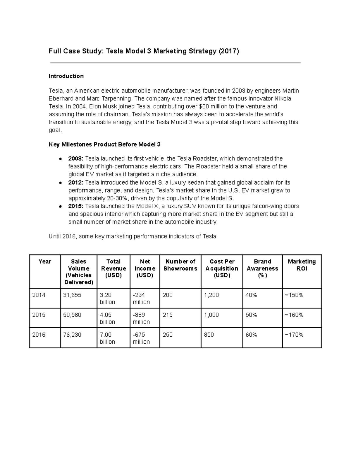 Case Study: Tesla Model 3 Marketing Strategy Analysis (2017) - Studocu