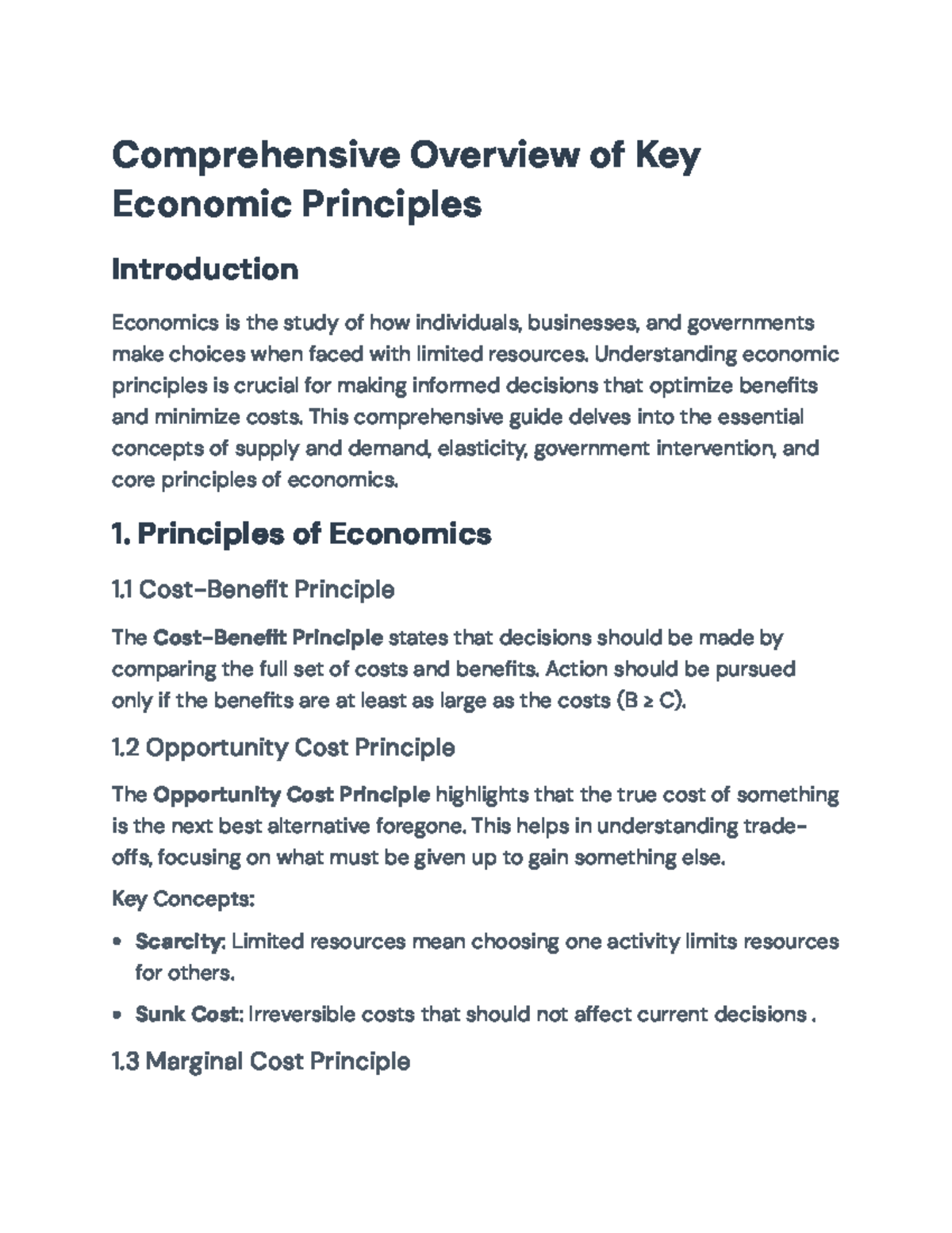 Comprehensive Guide to Key Economic Principles (ECO101) - Comprehensive ...